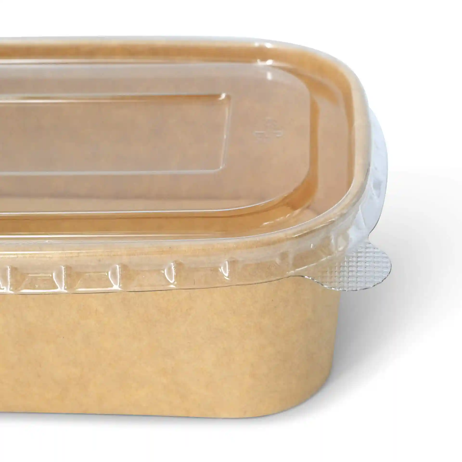 Rectangular container made of rPET with a transparent lid, measuring 175 x 125 mm and 10 mm in height.