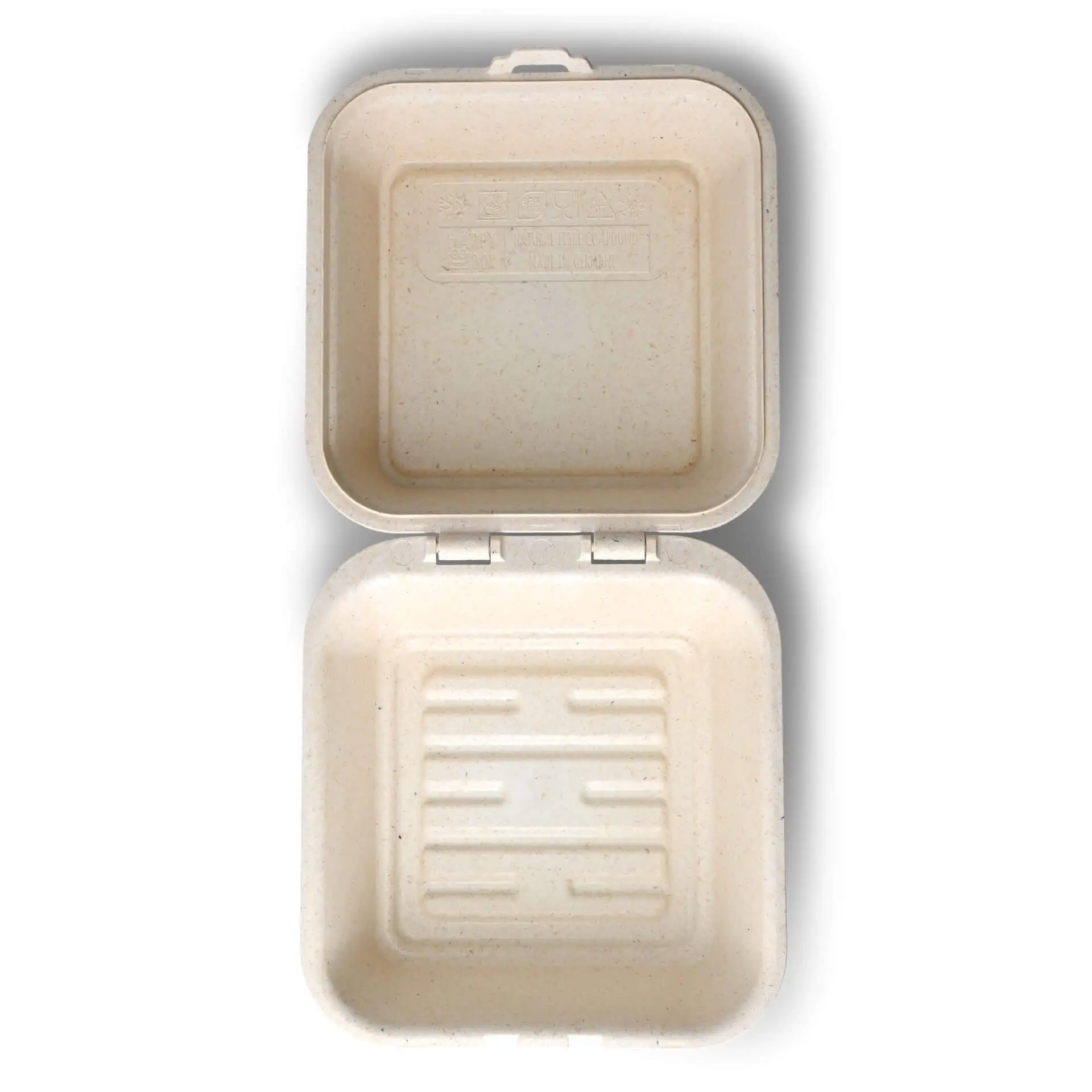 Reusable burger boxes "merways Box" 16 x 15 x 8.5 cm, cashew / creamy white Reusable burger boxes "merways Box" 16 x 15 x 8.5 cm, cashew / creamy white