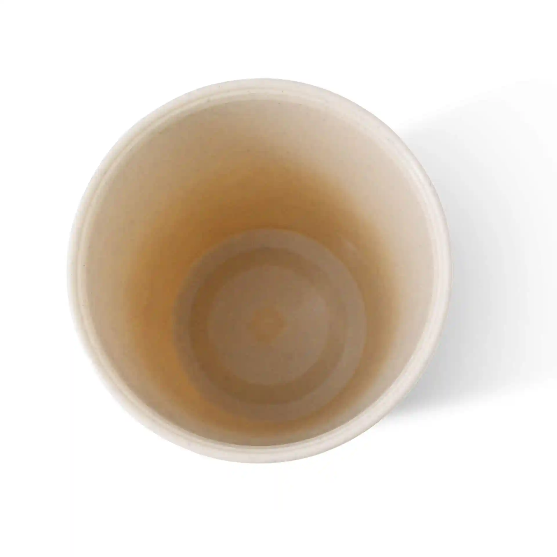 Round cream white reusable cup with a diameter of 90 mm and visible ribbed texture inside.
