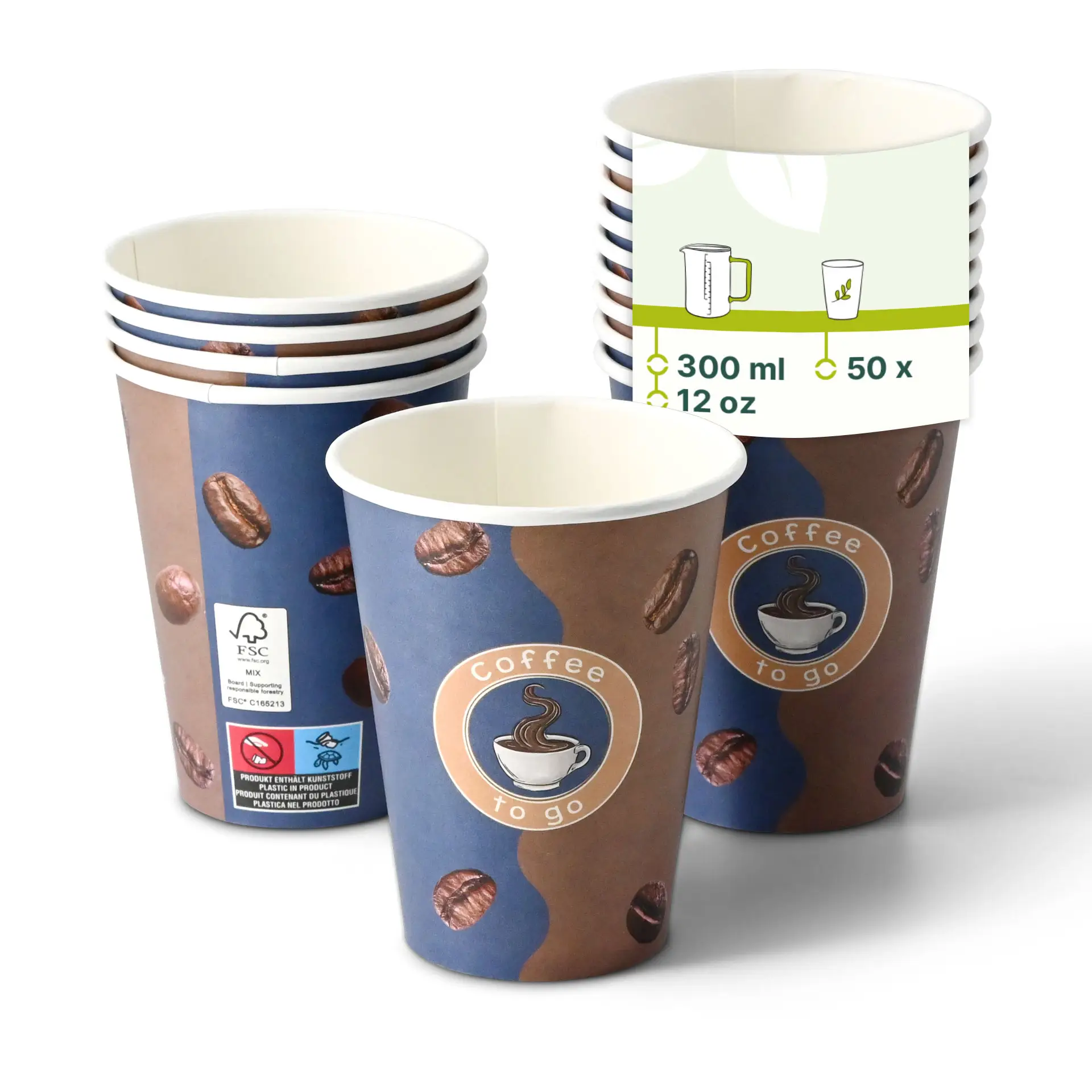 12 oz Paper cup printed with "Coffee" (coated), Ø 90 mm