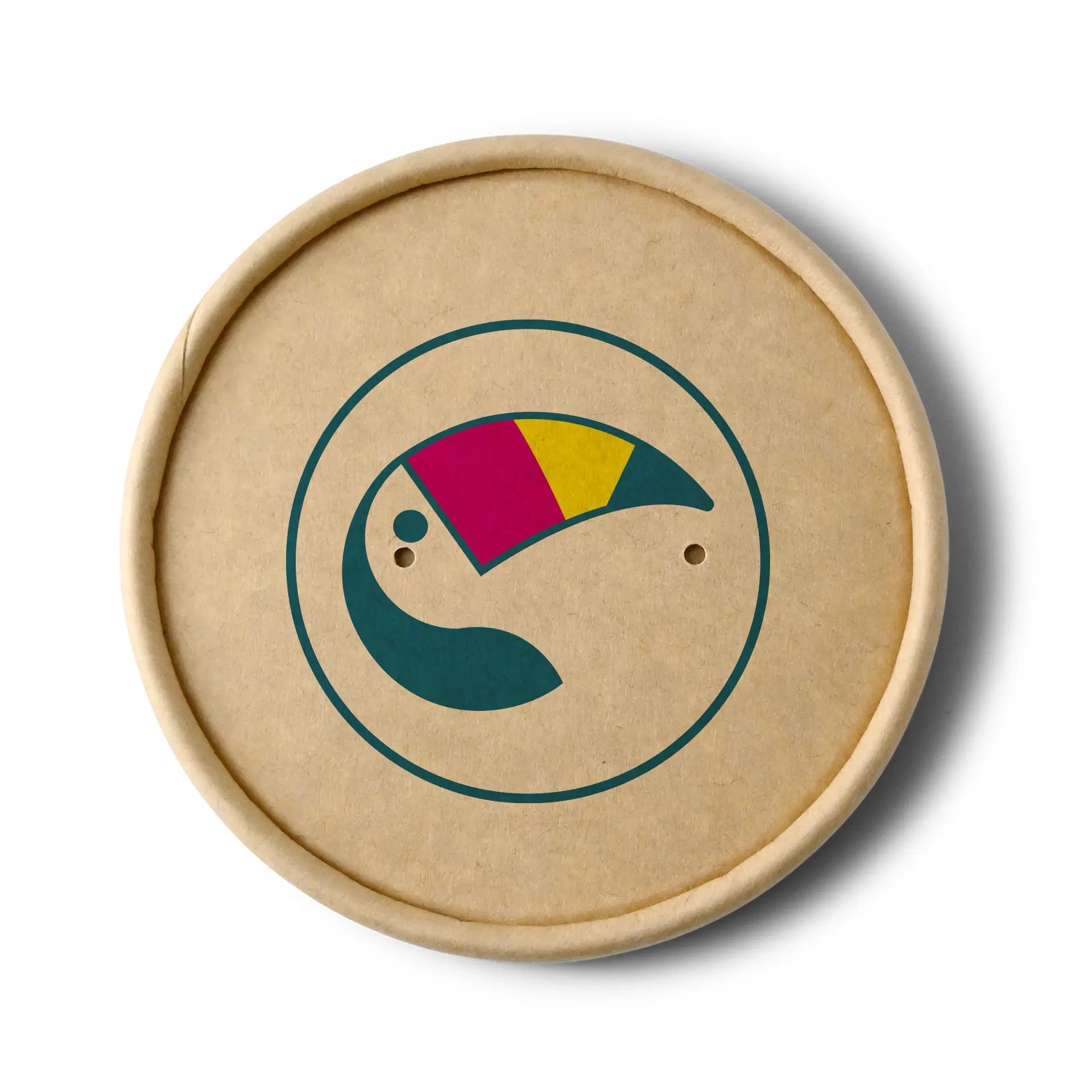 Printed membrane lids for soup cups, ⌀ 90 mm, brown, PE-coated