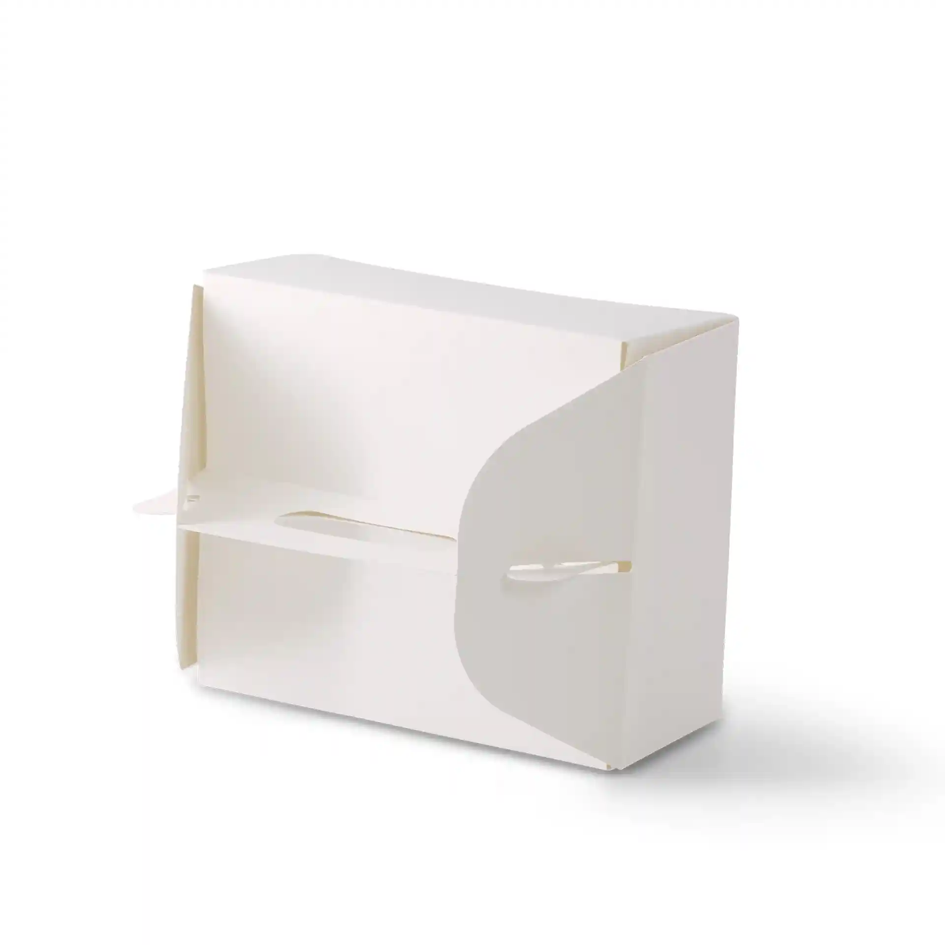 Weißer rechteckiger Karton-Pastetenkasten mit Griff, 21 x 17 x 9 cm, faltbares Design.