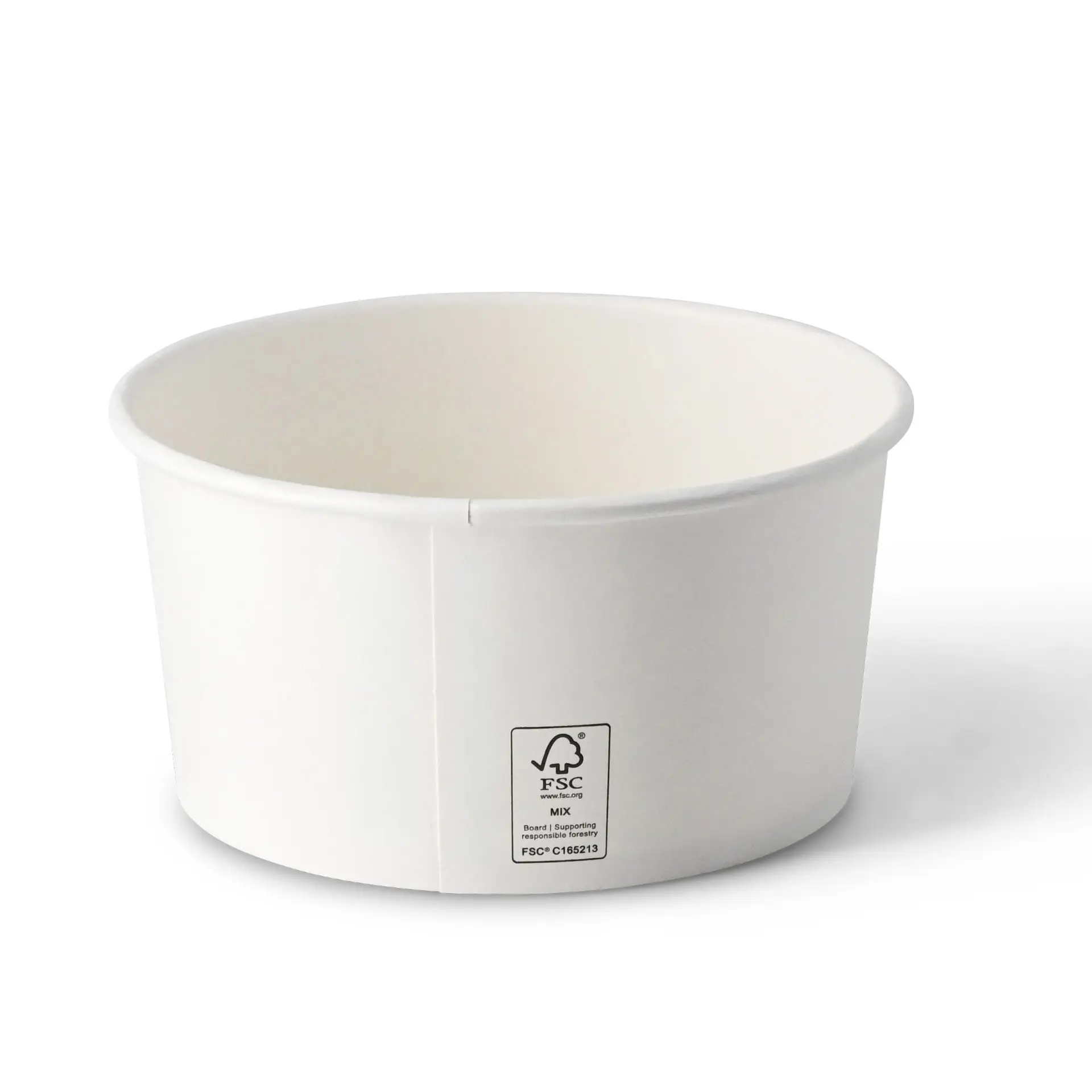 One white paper bowl, 800 ml, with a PE coating, suitable for hot and cold dishes, ideal for takeaway meals.