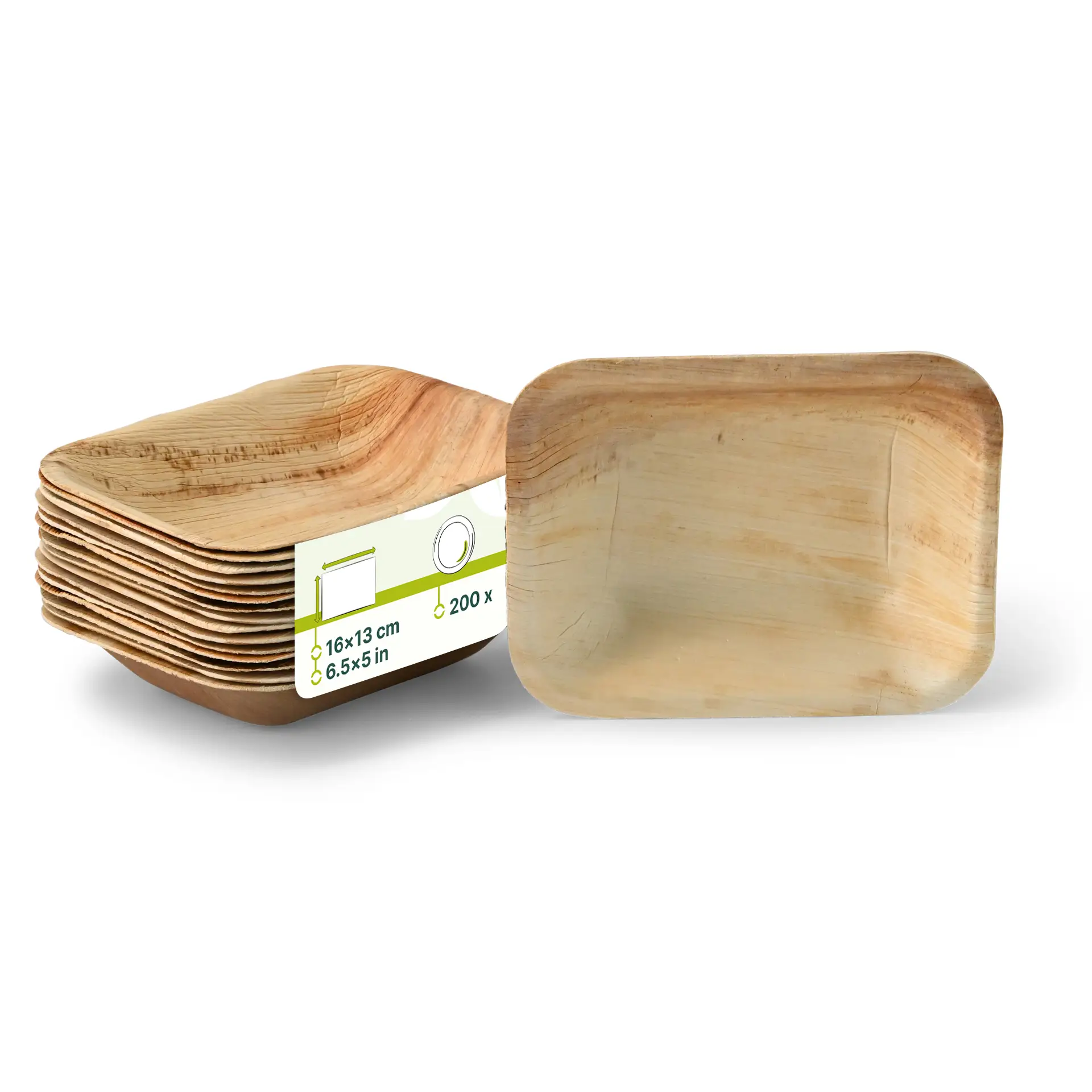 Palm leaf plates "Palmware®" 16 x 13 cm, deep, rectangular Palm leaf plates "Palmware®" 16 x 13 cm, deep, rectangular
