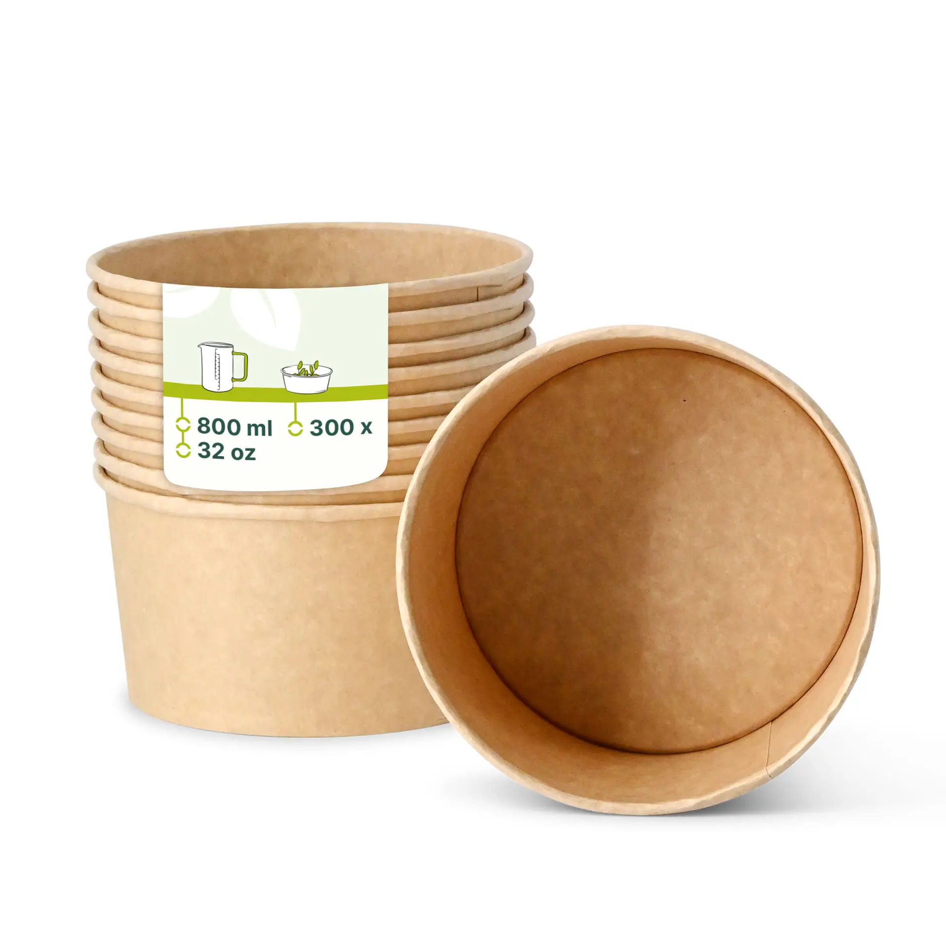 Kartonschale / Salatschale (bio-beschichtet) 800 ml, Ø 150 mm, braun, rund
