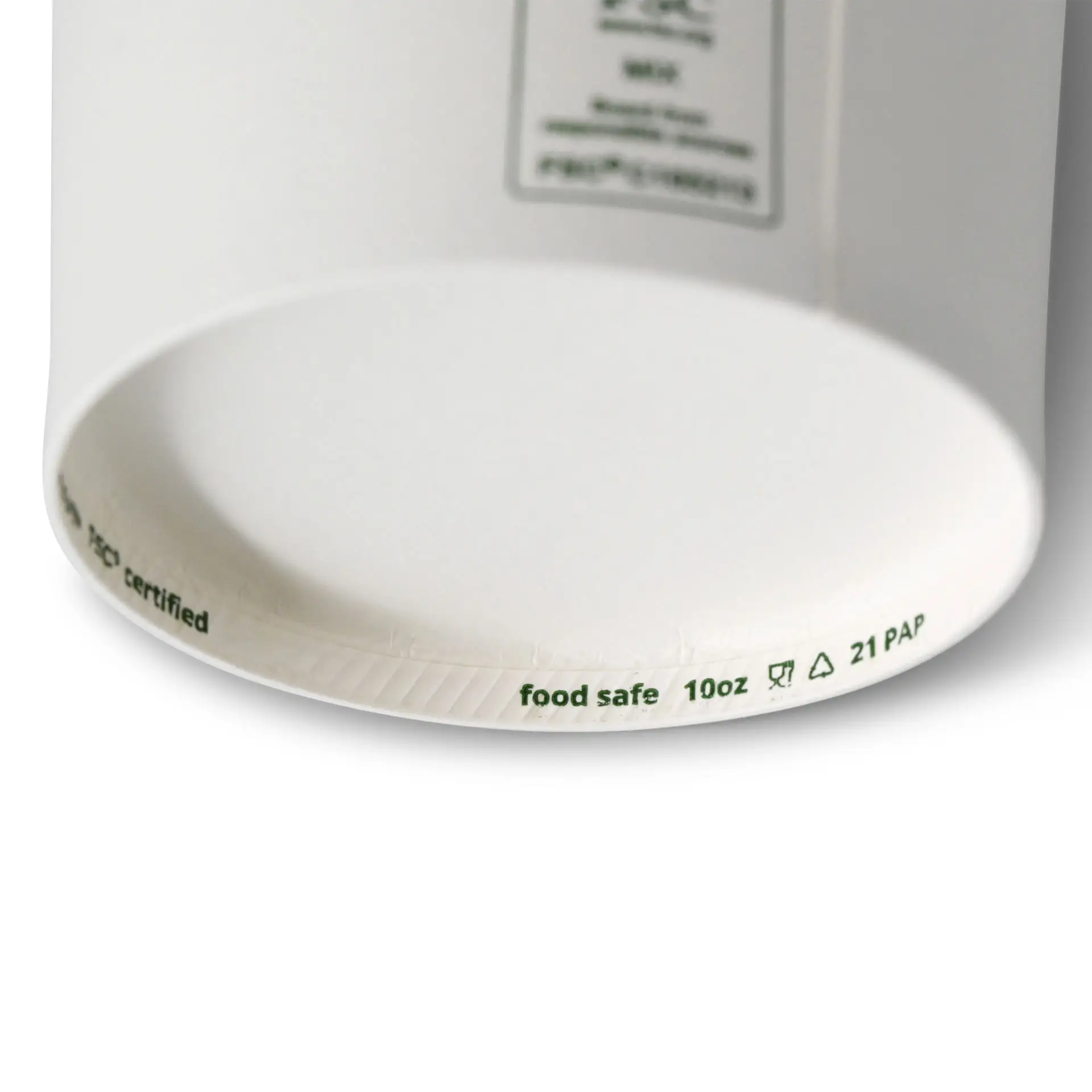One white paper ice cream tub, 10 oz size, with a smooth interior and printed information on the rim.