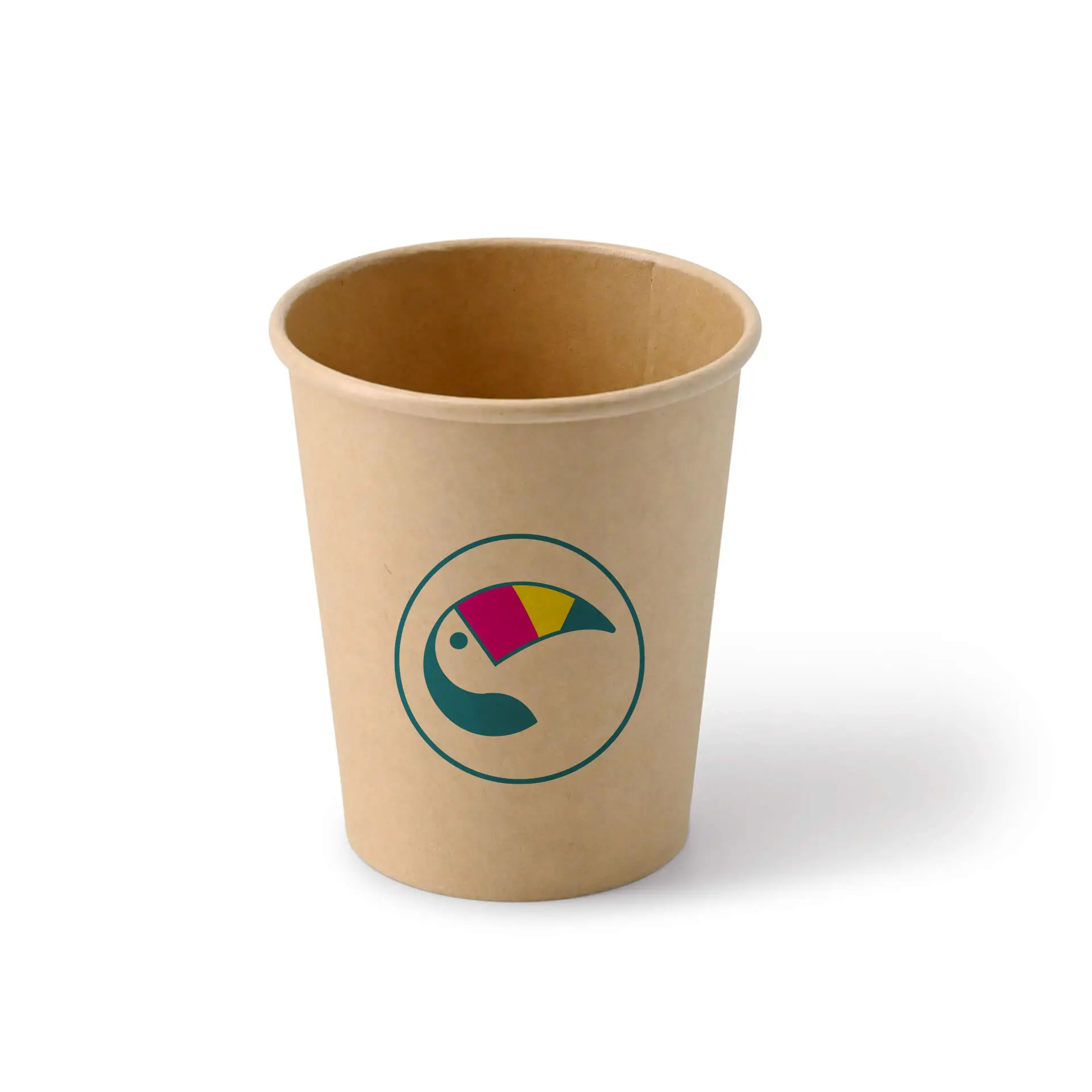 Pappbecher mit Logo (einwandig), 200 ml / 8 oz, braun, PLA-beschichtet