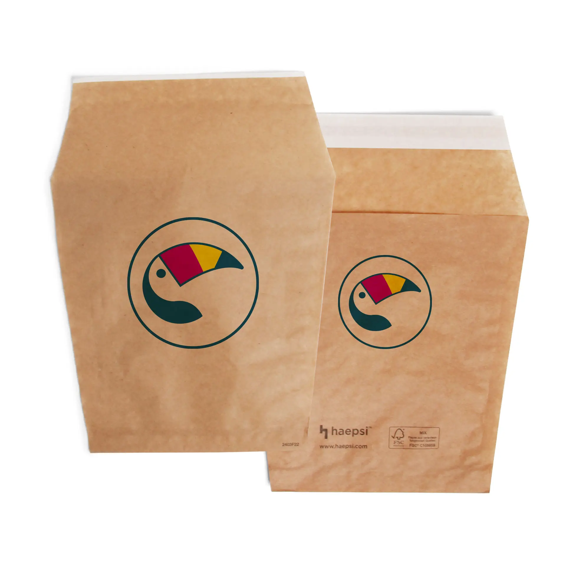 Printed French fry bags, 17.5 x 16 cm, brown, adhesive closure