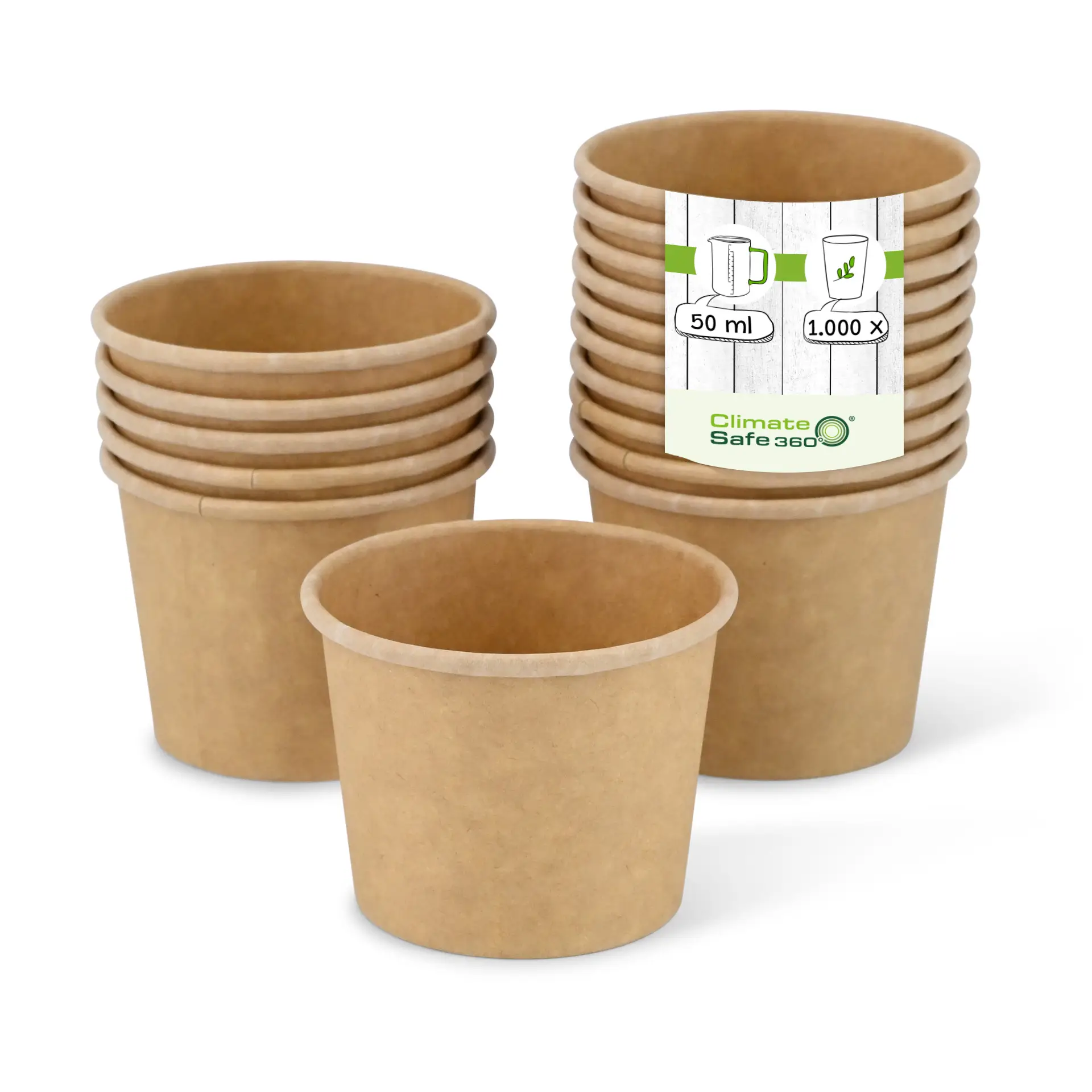 Portionsbecher aus Pappe (bio-beschichtet) 50 ml, Ø 62 mm, ungebleicht