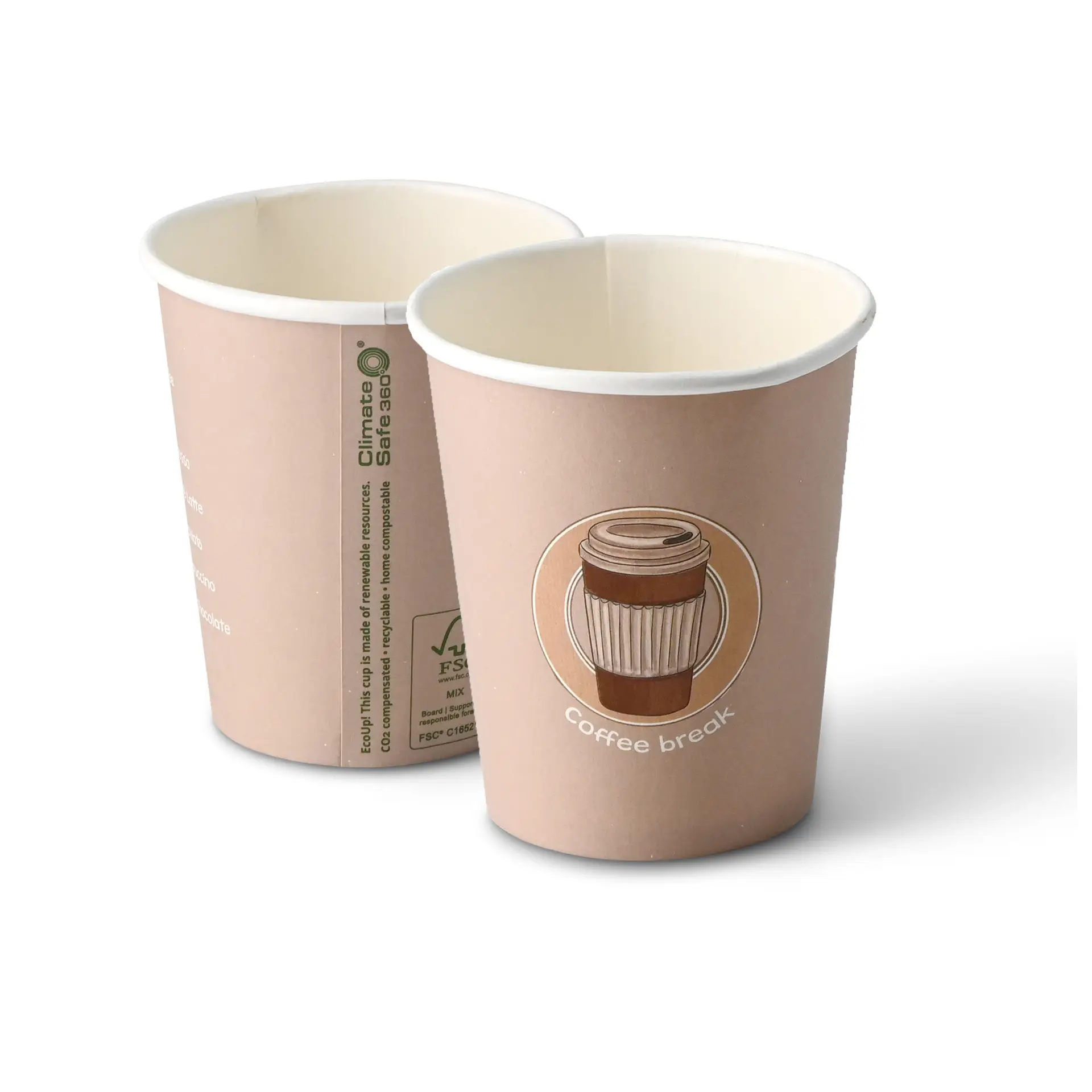 8 oz Paper cup printed with "Coffeebreak", Ø 80 mm, white 8 oz Paper cup printed with "Coffeebreak", Ø 80 mm, white