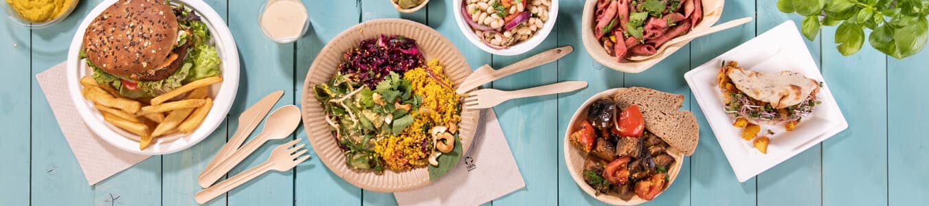 Bio-Einweggeschirr ist stabil, leicht und ein optisches Highlight banner-tableware