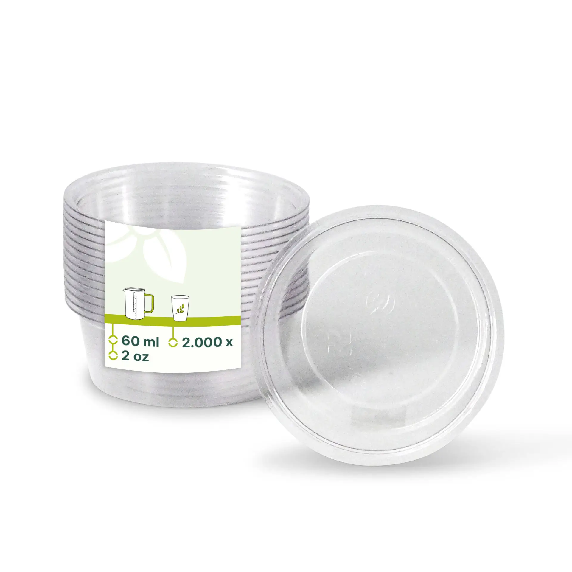 Portionsbecher aus PLA 60 ml, Ø 70 mm, klar