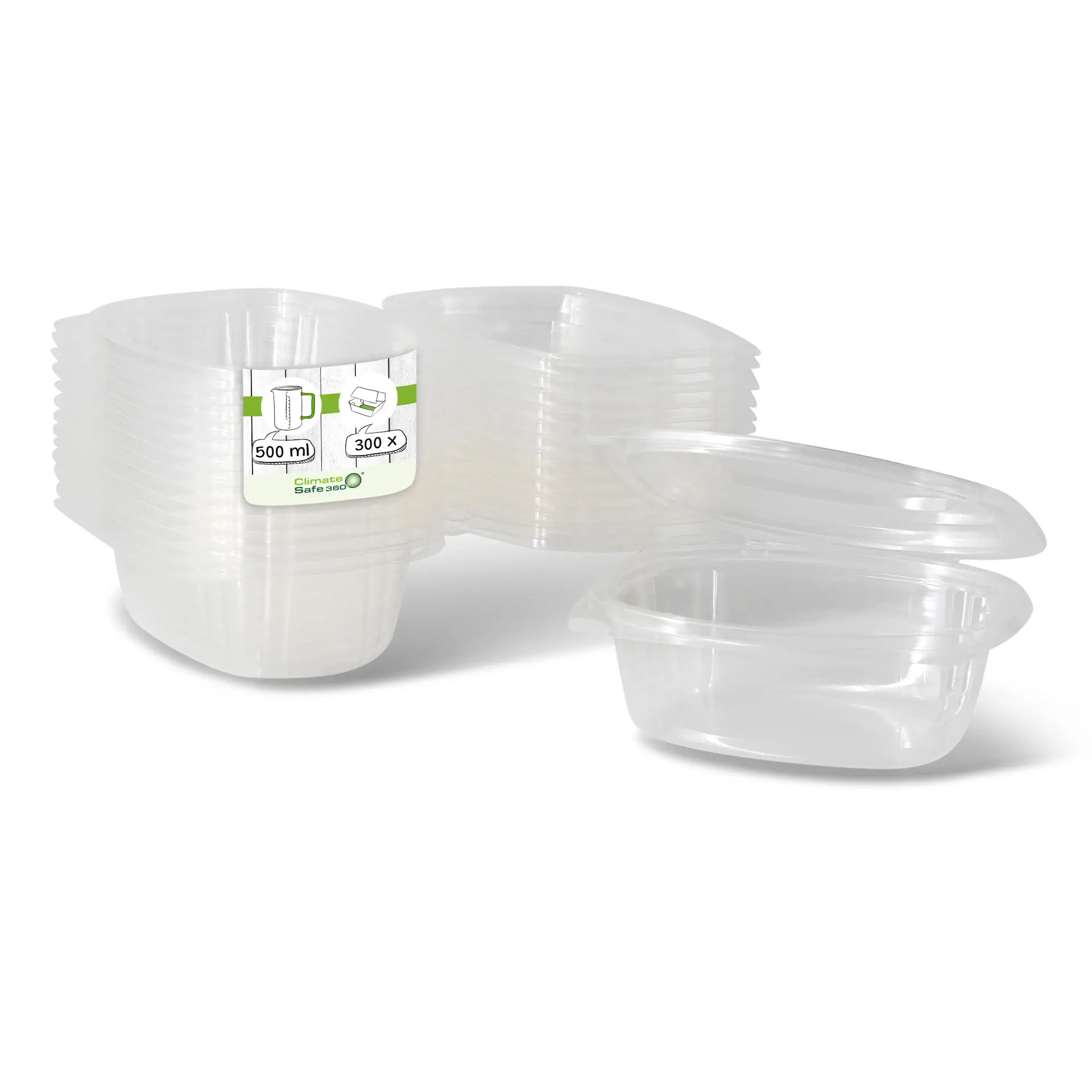 PLA-Feinkost-Schalen 500 ml, Klappdeckel, rechteckig