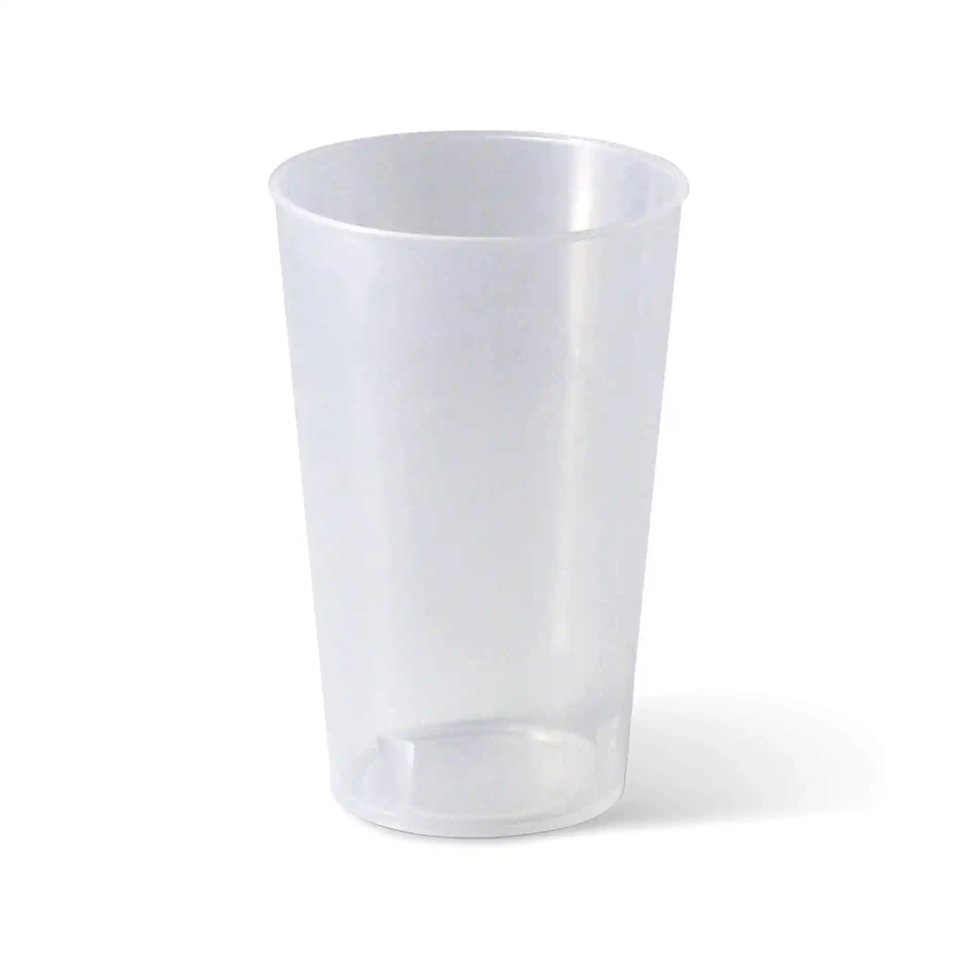 Transparent reusable cup with a height of 117 mm and a top diameter of 77 mm.