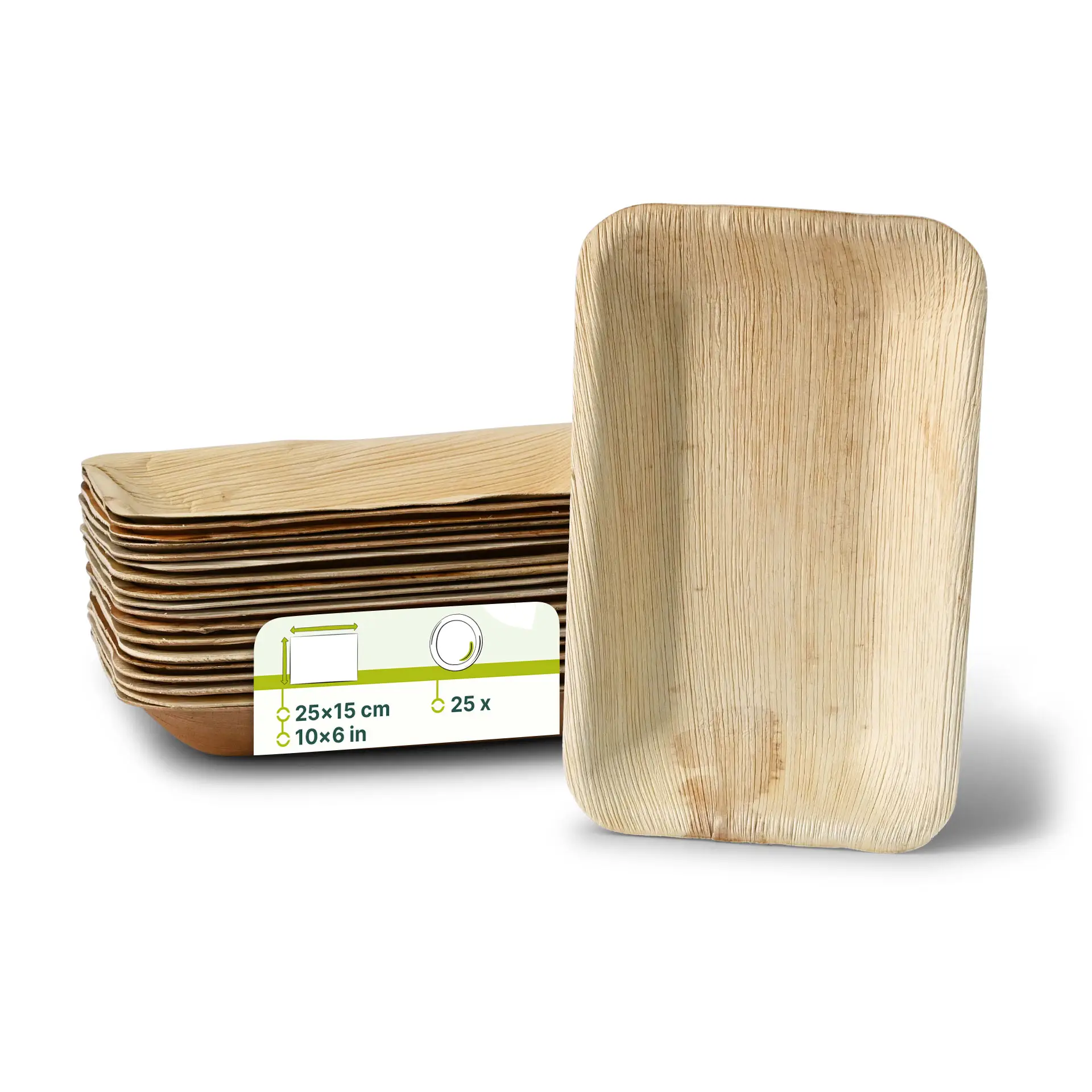 Palm leaf plates "Palmware®" 25 x 15 cm, deep, rectangular Palm leaf plates "Palmware®" 25 x 15 cm, deep, rectangular