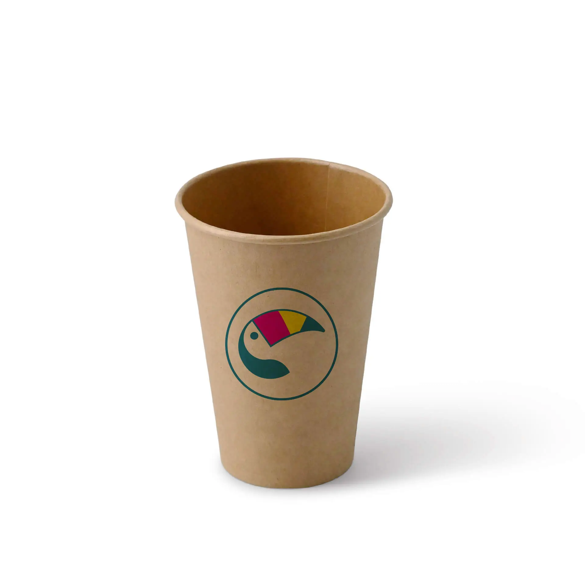 Paper cups with logo (single-wall), 180 ml / 7 oz, brown, PE coated