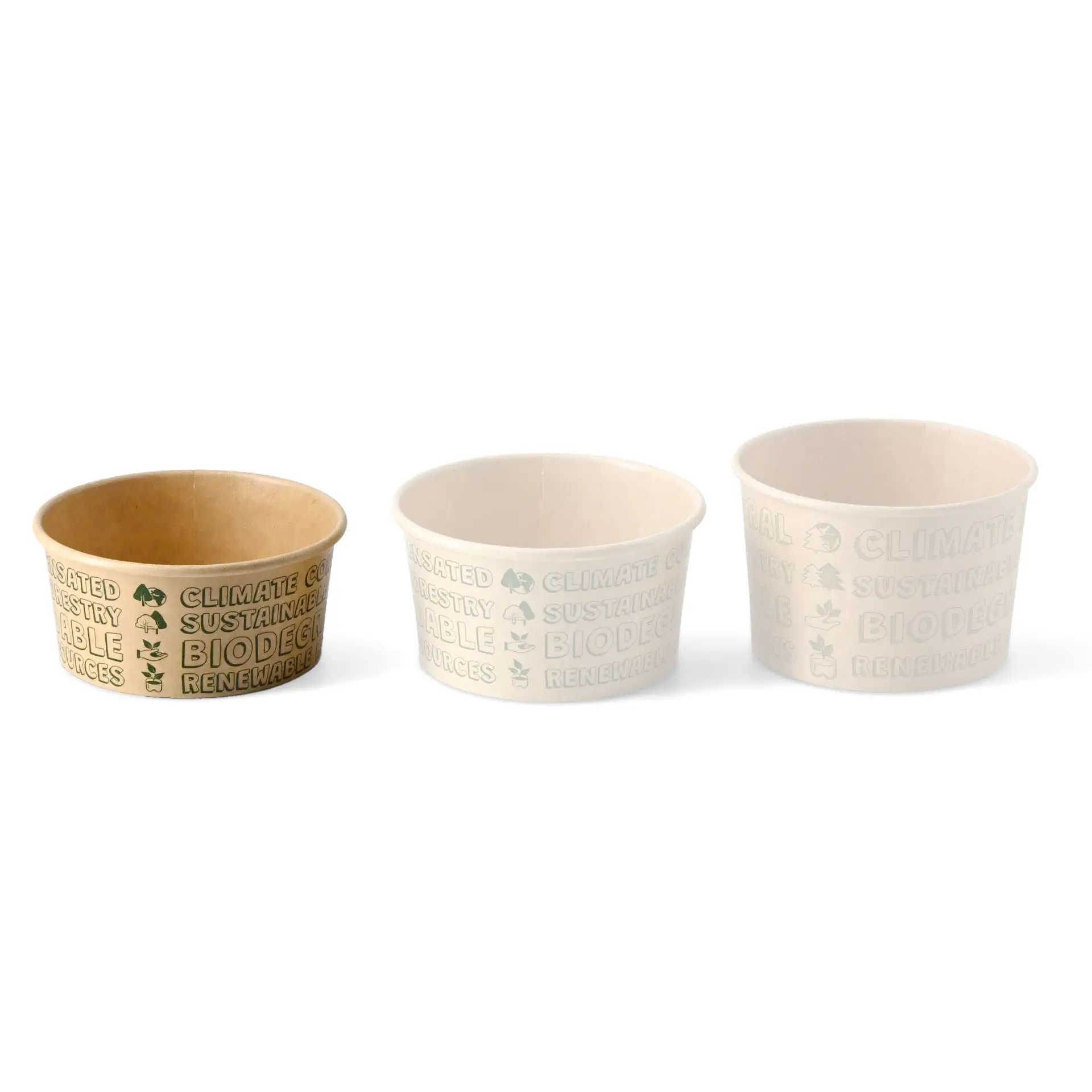 4 oz, max. 6 oz Paper Ice Cream Cups XS, Ø 92 mm, brown