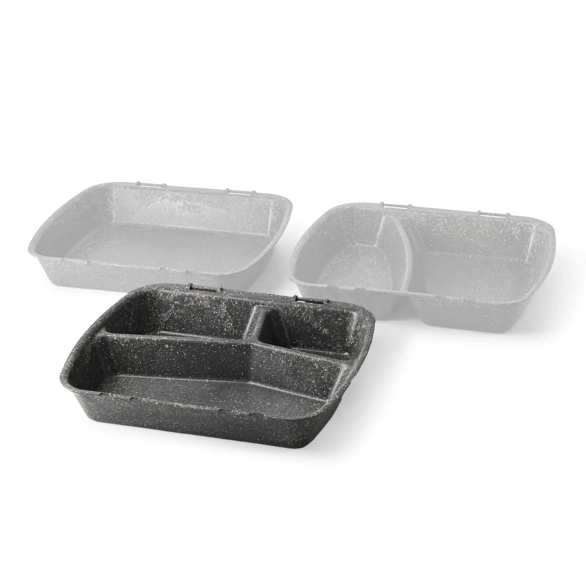 Reusable meal container "merways Box" 24.5 x 20 x 4.5 cm, 3 compartments, HP4/3, pepper / grey dfc008531-mehrweg-menue-behaelter-merways-box-245-x-20-x-45-cm-3-kammern-hp43-pfeffer-grau-9