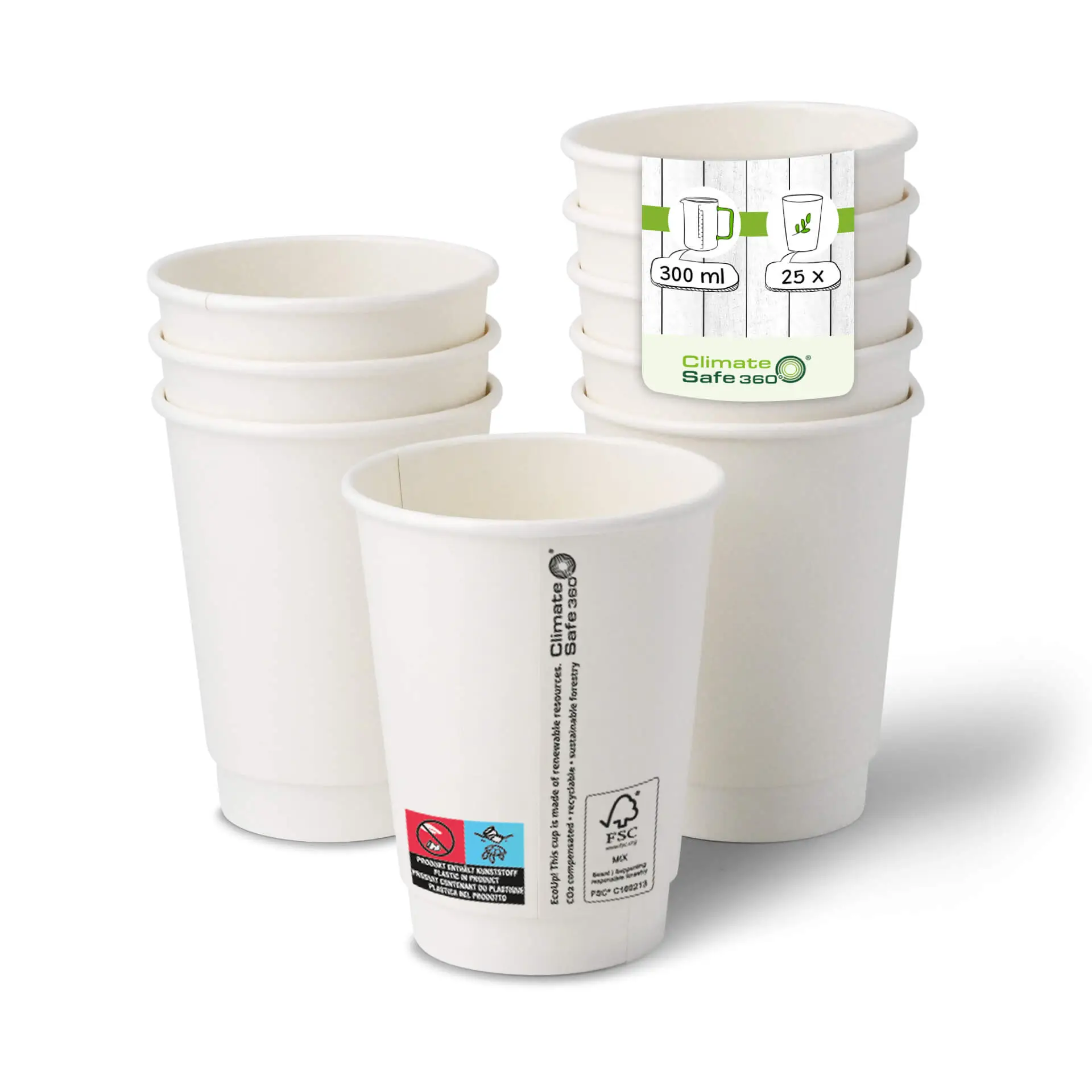 12 oz Take away coffee cups (coated), double-walled, Ø 90 mm, white con10004-01-1-coffee-to-go-becher-aus-pappe-beschichtet-doppelwandig-300-ml-12-oz-90-mm-weiss