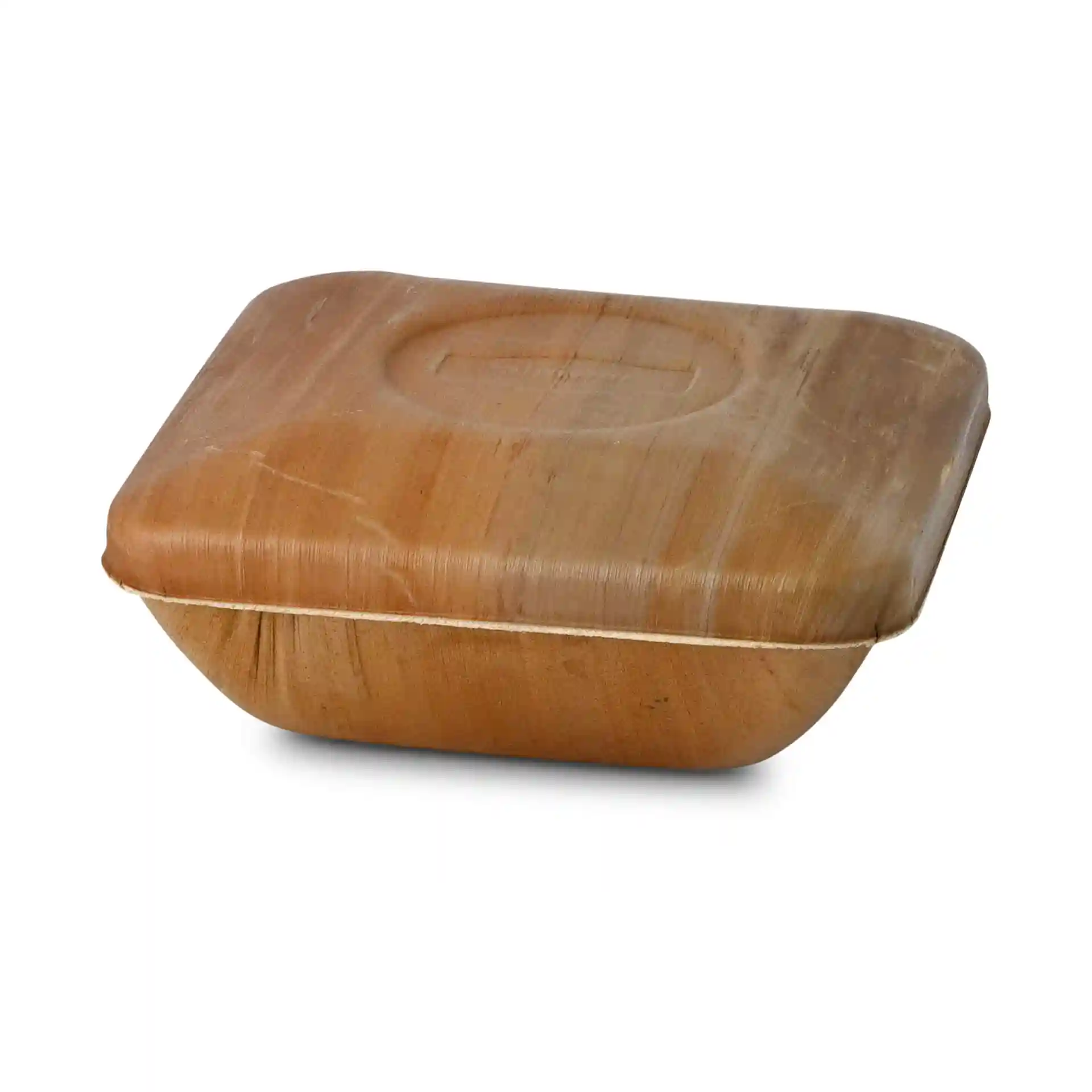 Quadratische Palmblatt-Schüssel mit Deckel, 800 ml Fassungsvermögen, Naturfarbe, 50 mm Höhe, 180 mm Länge und Breite.