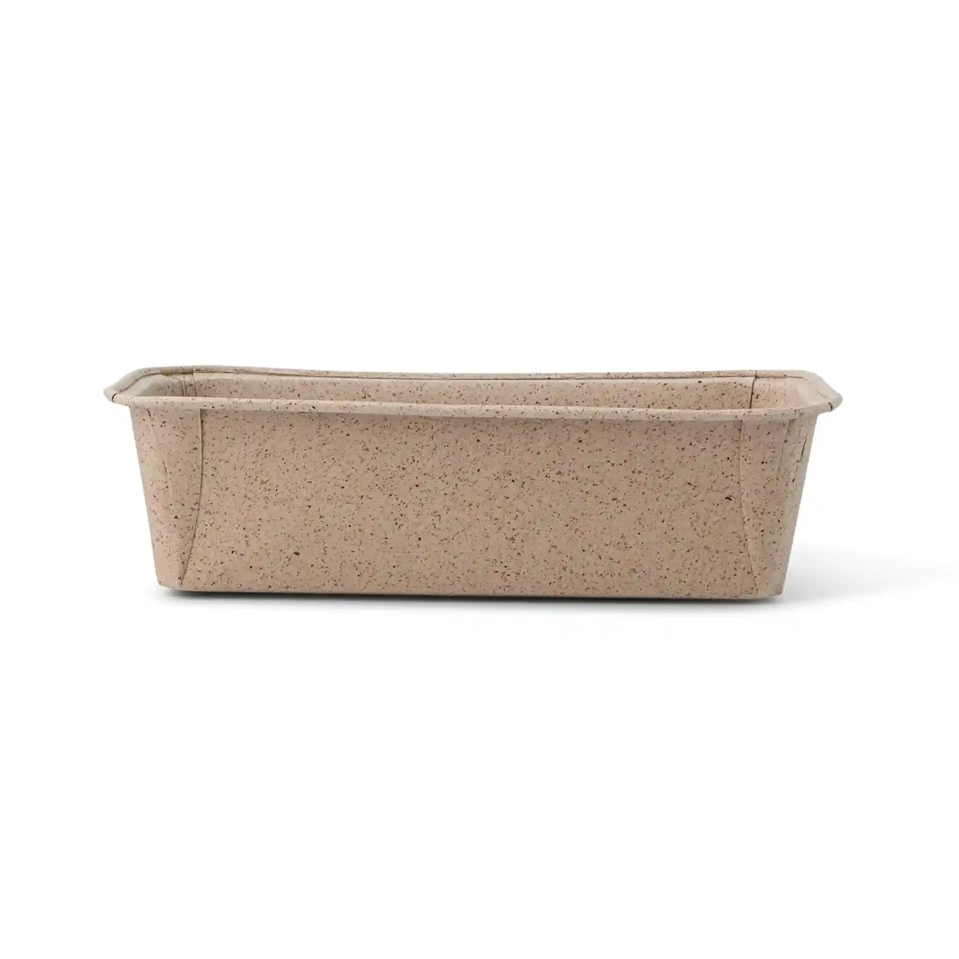 Rectangular baking mould made from brown cocoa paper, measuring 20 × 7 × 6 cm.