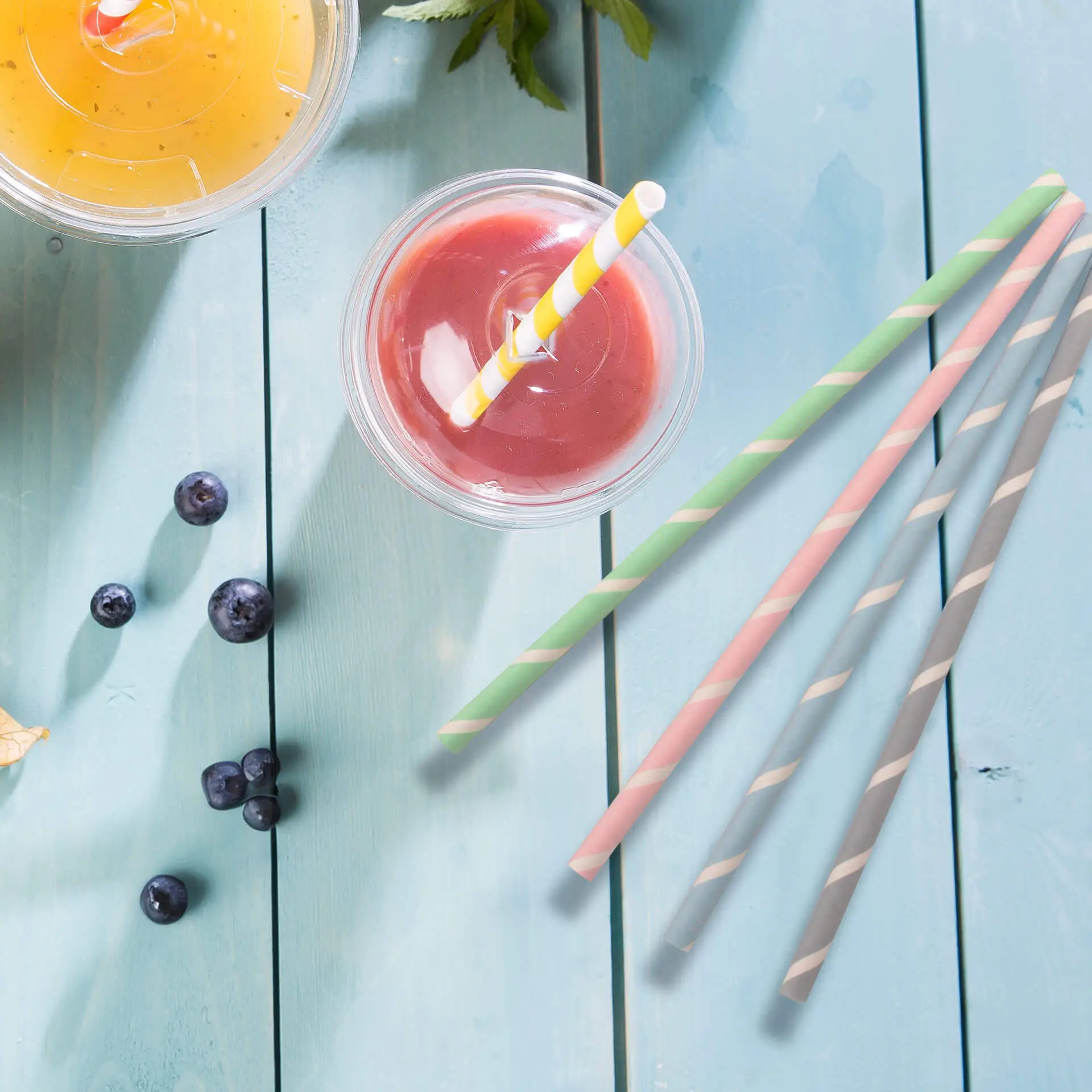 23 cm, Ø 0.8 cm Paper-jumbo-straws, pastel striped 23 cm, Ø 0.8 cm Paper-jumbo-straws, pastel striped