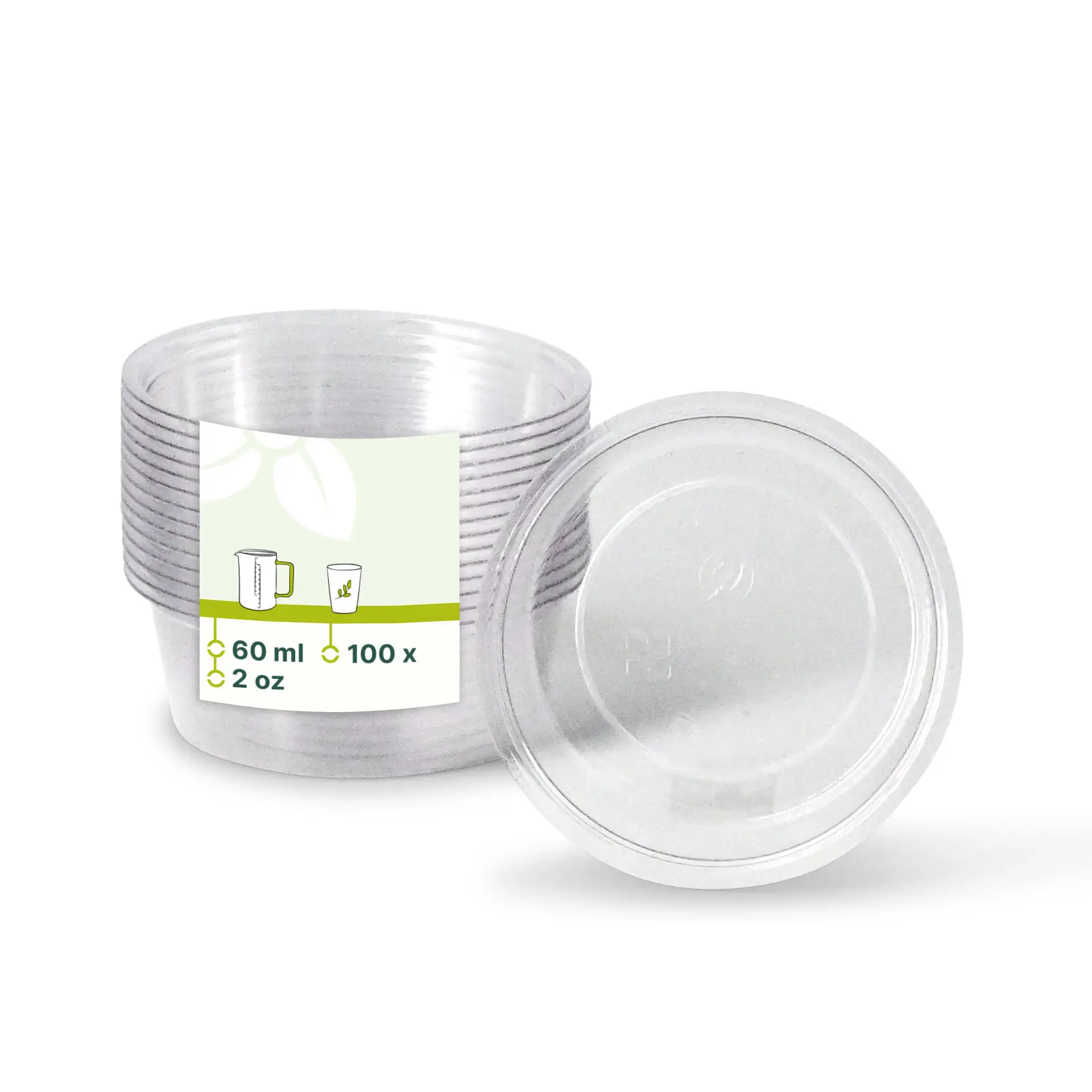 60 ml / 2 oz PLA portion cups, Ø 70 mm, clear