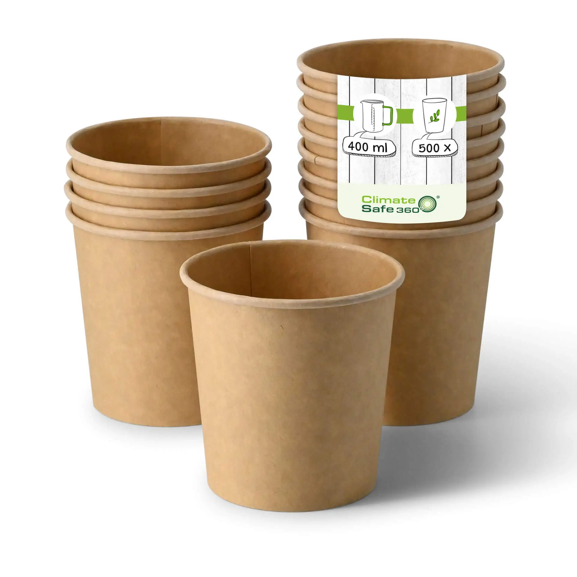 Suppenbecher to go aus Karton (Premium) 400 ml, Ø 95 mm, braun, bio-beschichtet