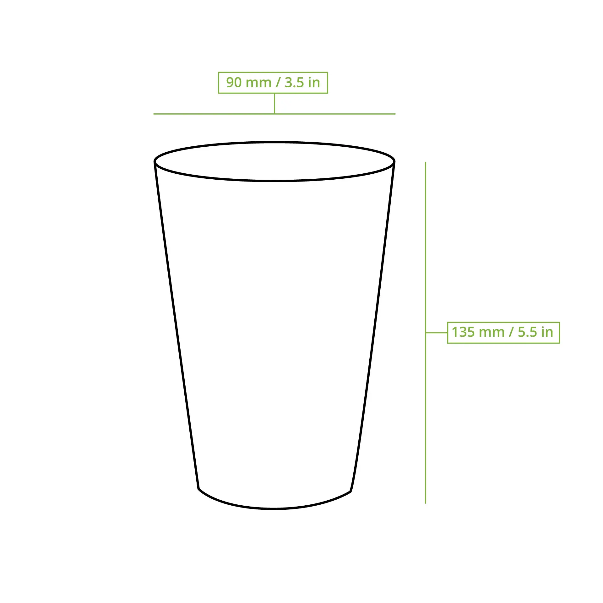 Riffelbecher / Coffee to go Becher 400 ml / 16 oz, Ø 90 mm, braun / innen weiß, PLA-beschichtet