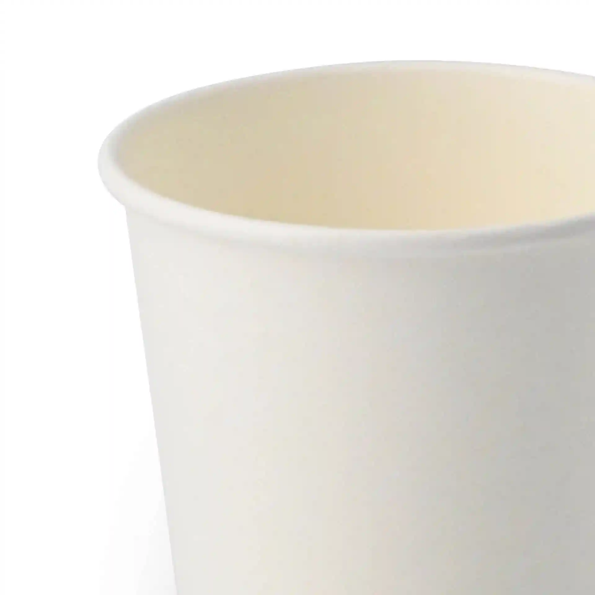 White paper ice cream tub with a round shape, showing the top edge and inner surface.