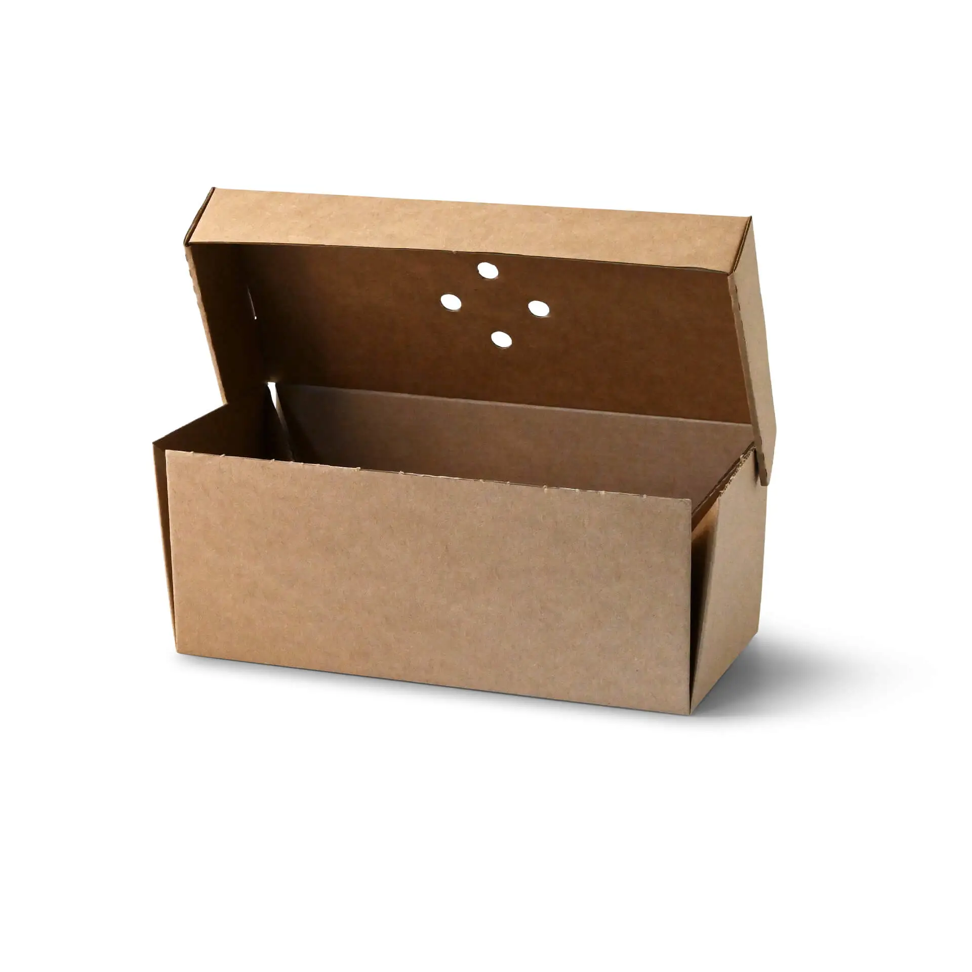Takeaway double burger box 24.4 x 12.2 x 10.2 cm, kraft, collapsible dfc04296-burgerboxen-doppelt-244-x-122-x-102-cm-kraftkarton-braun-faltbar-2