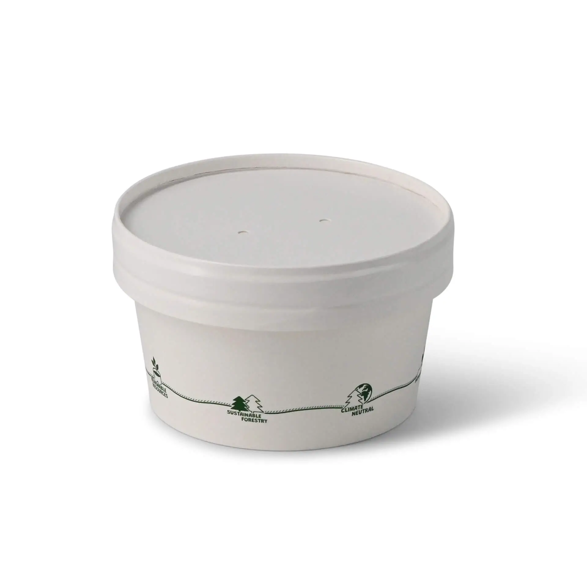12 oz Cardboard Soup Container (eco-friendly coating), Ø 115 mm, "EcoUp©"-icons