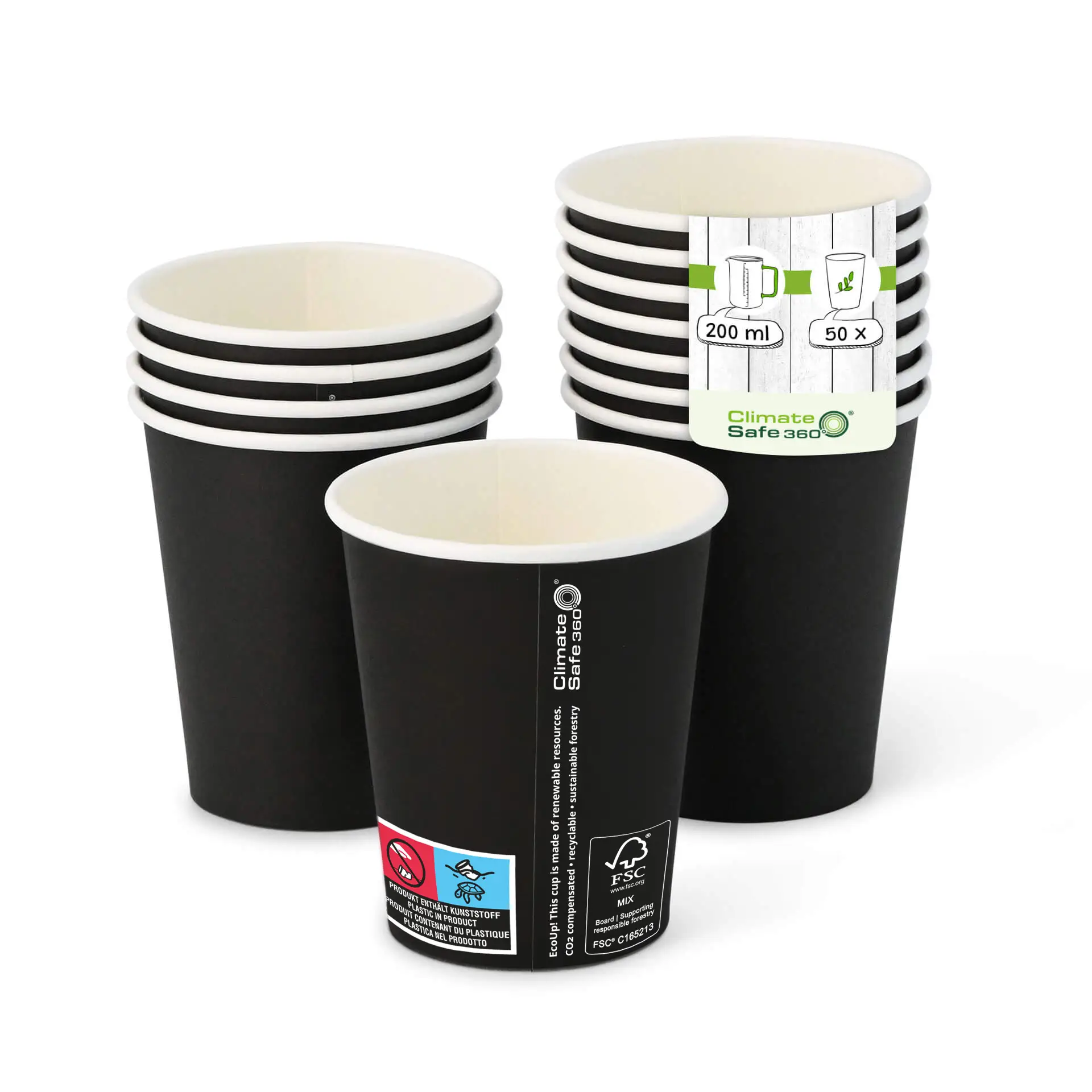 8 oz Paper cups (coated), Ø 80 mm, black con10009-01-1-pappbecher-beschichtet-200-ml-8-oz-80-mm-schwarz