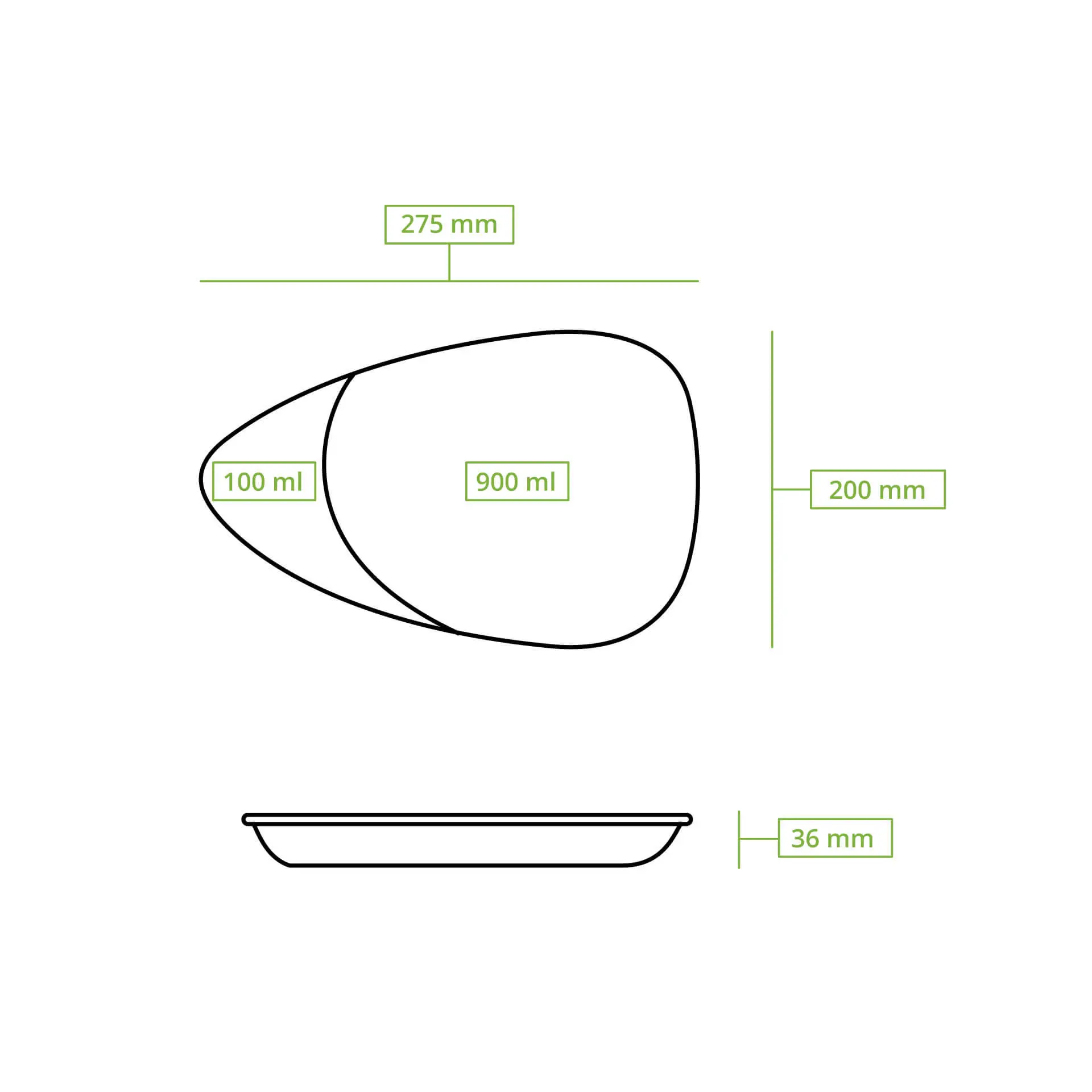 | 2 FÜR 1 | Mehrweg Menüteller "merways Plate" 27,5 x 20 x 3,5 cm, 2 Kammern, tropfenförmig, Karamell / braun