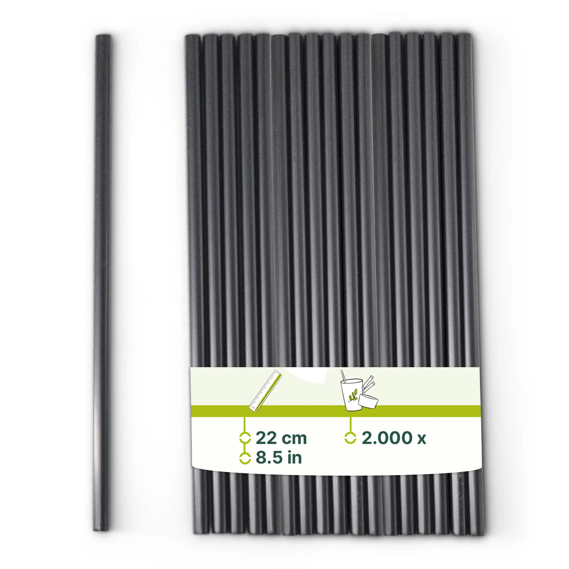Reusable straws 22 cm, Ø 0.7 cm, black