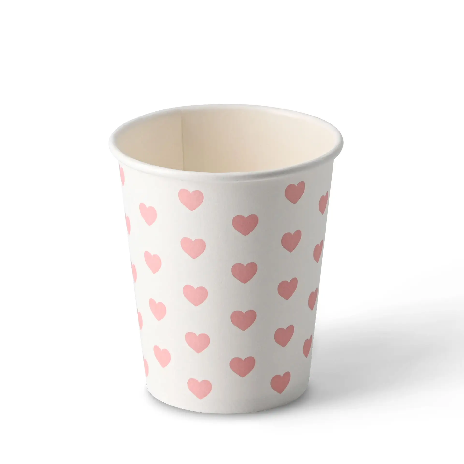 Pappbecher bedruckt "Hearts" 200 ml / 8 oz, Ø 80 mm, weiß