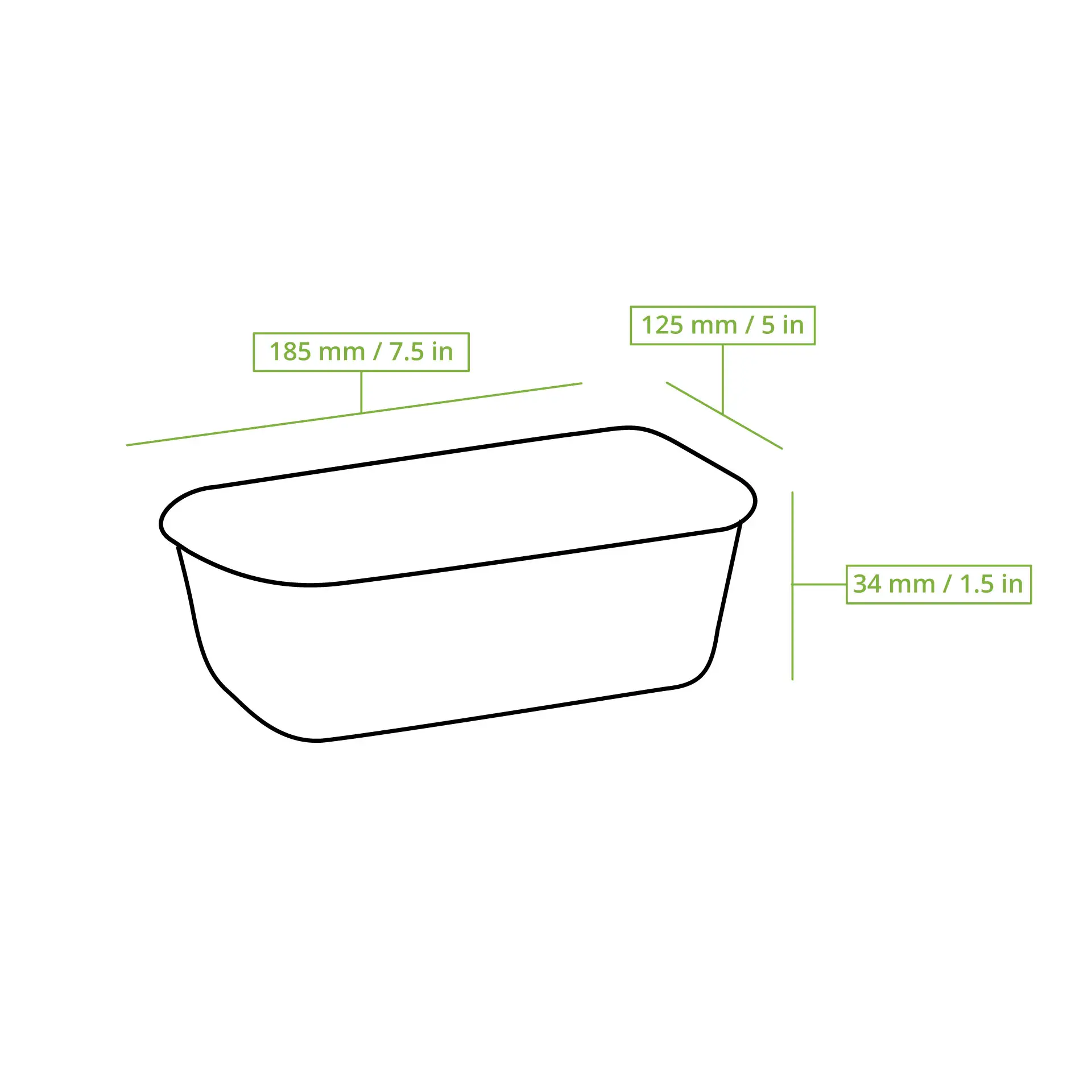 Reusable container made of PP 450 ml, rectangular, black