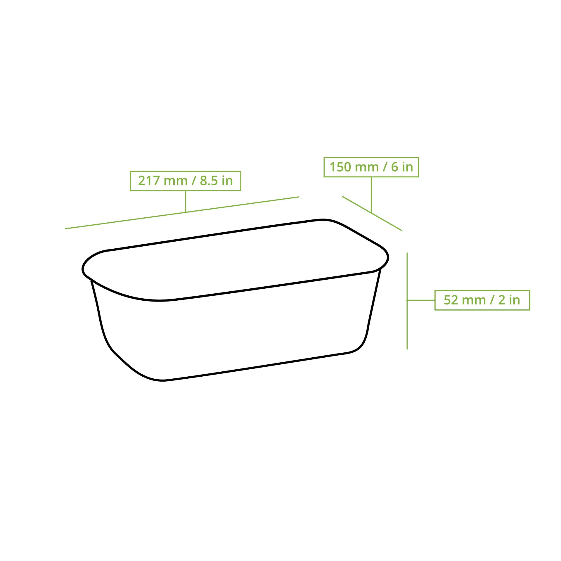 Reusable container made of PP 1000 ml, rectangular, black