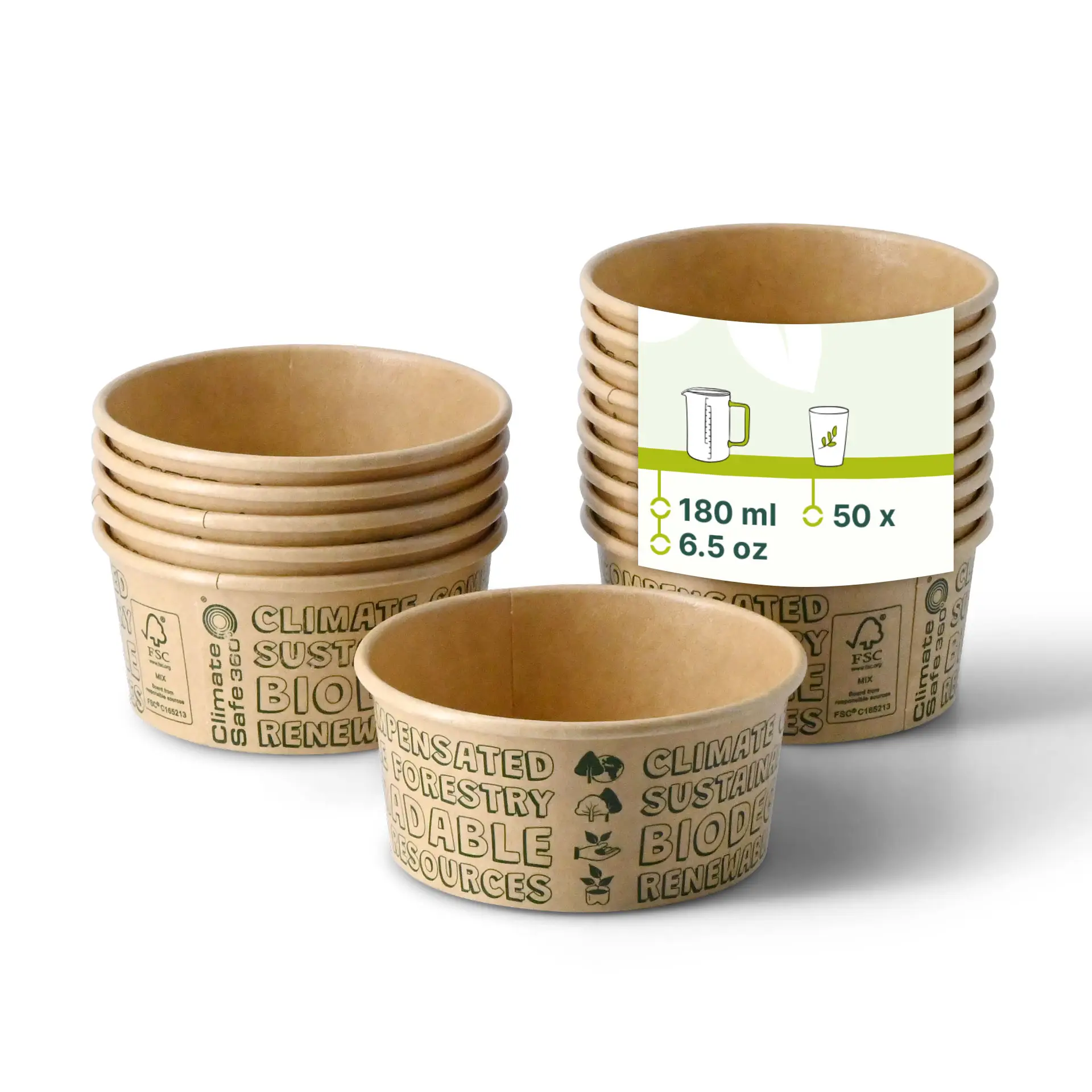Eisbecher aus Pappe XS, 100 ml, max. 180 ml, Ø 92 mm, braun, EcoUp