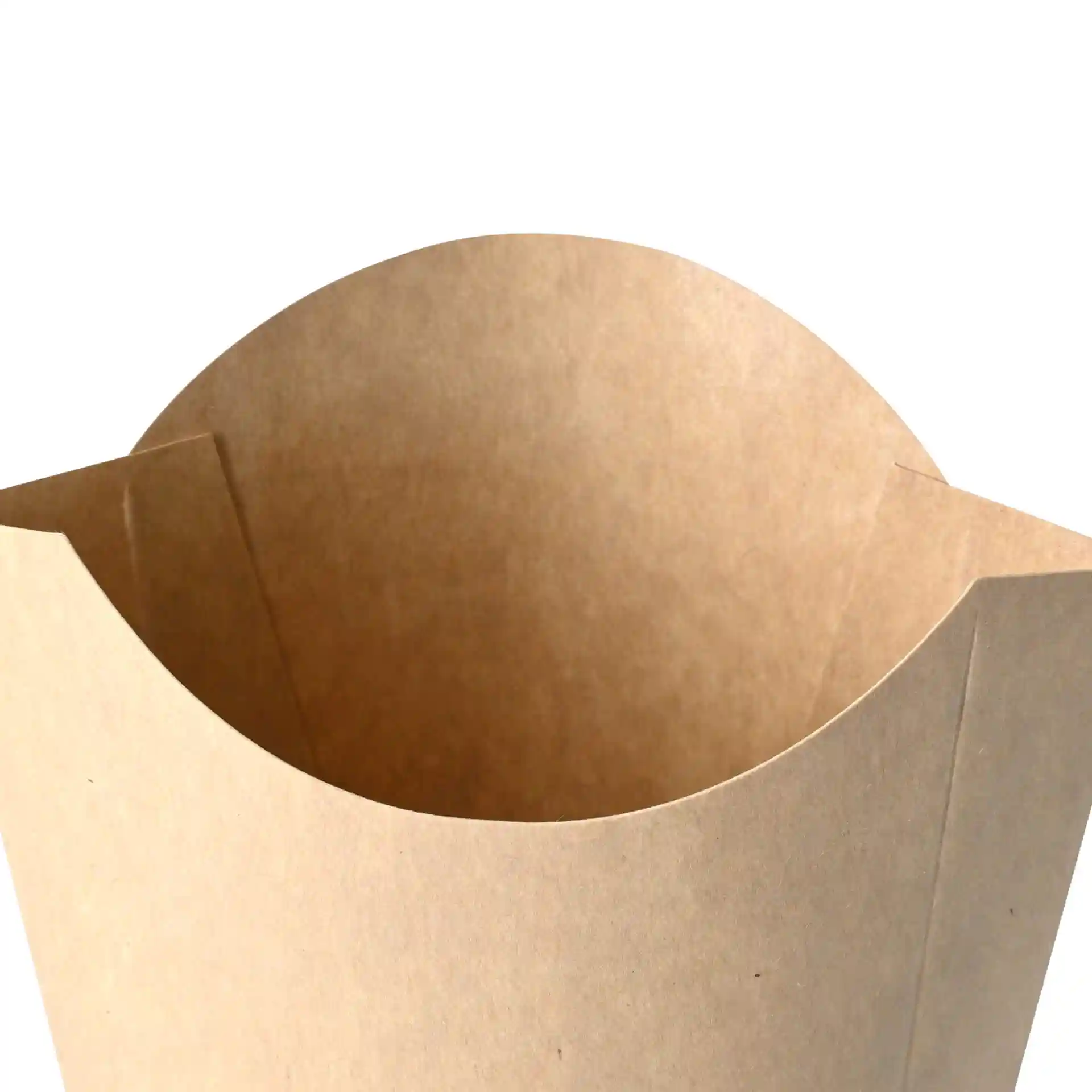 Brauner Papplöffel mit abgerundetem Kopf, 8,5 x 5 x 9,5 cm, von oben gezeigt.