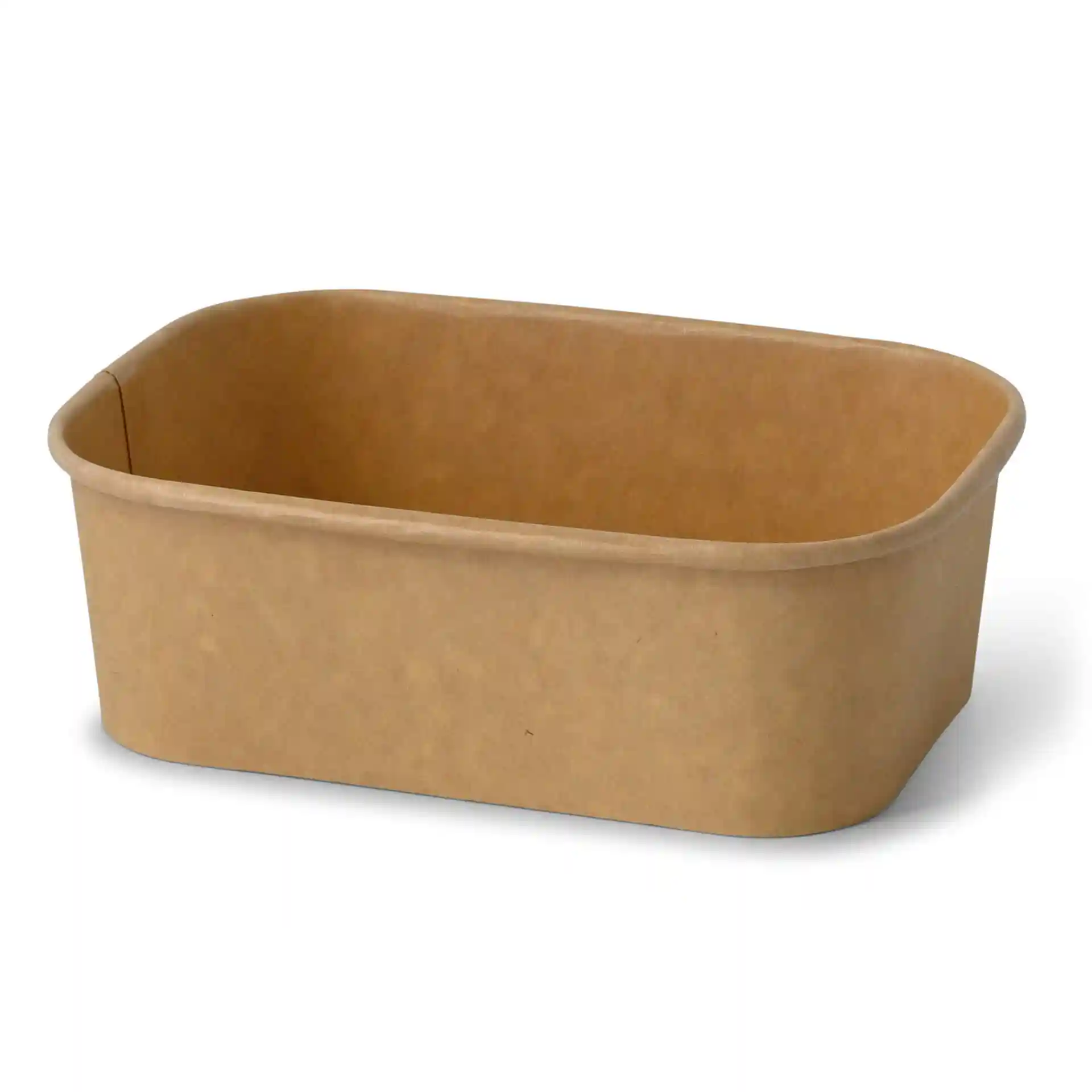 Rectangular brown cardboard food container, dimensions 17.5 x 12.5 x 5.5 cm, with a capacity of 750 ml.