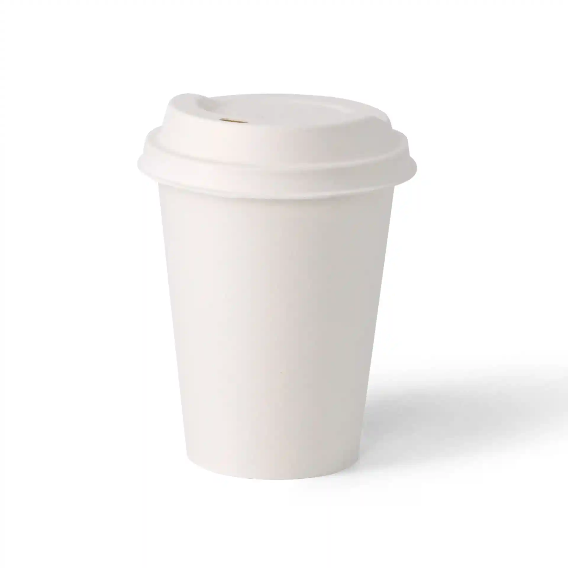 Weißer Einwand-Papbecher, 300 ml Fassungsvermögen, 112 mm Höhe, 90 mm Durchmesser, mit schlichtem Design.