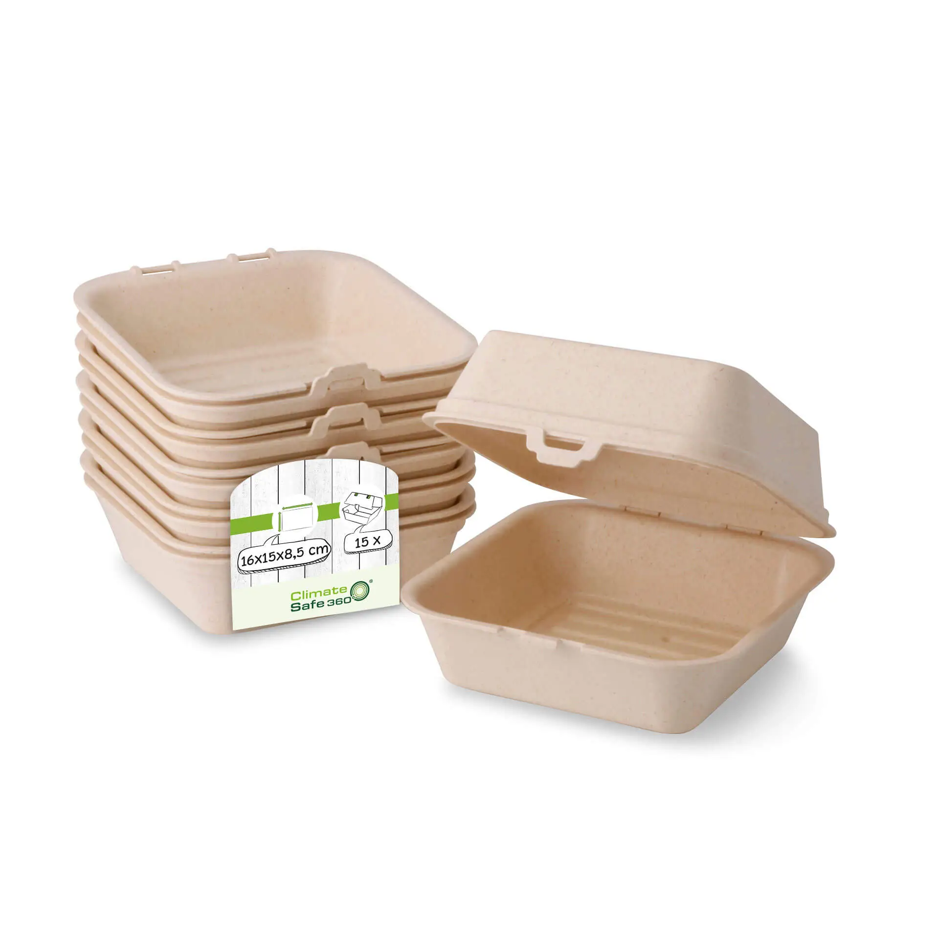 Reusable burger boxes "merways Box" 16 x 15 x 8.5 cm, cashew / creamy white Reusable burger boxes "merways Box" 16 x 15 x 8.5 cm, cashew / creamy white