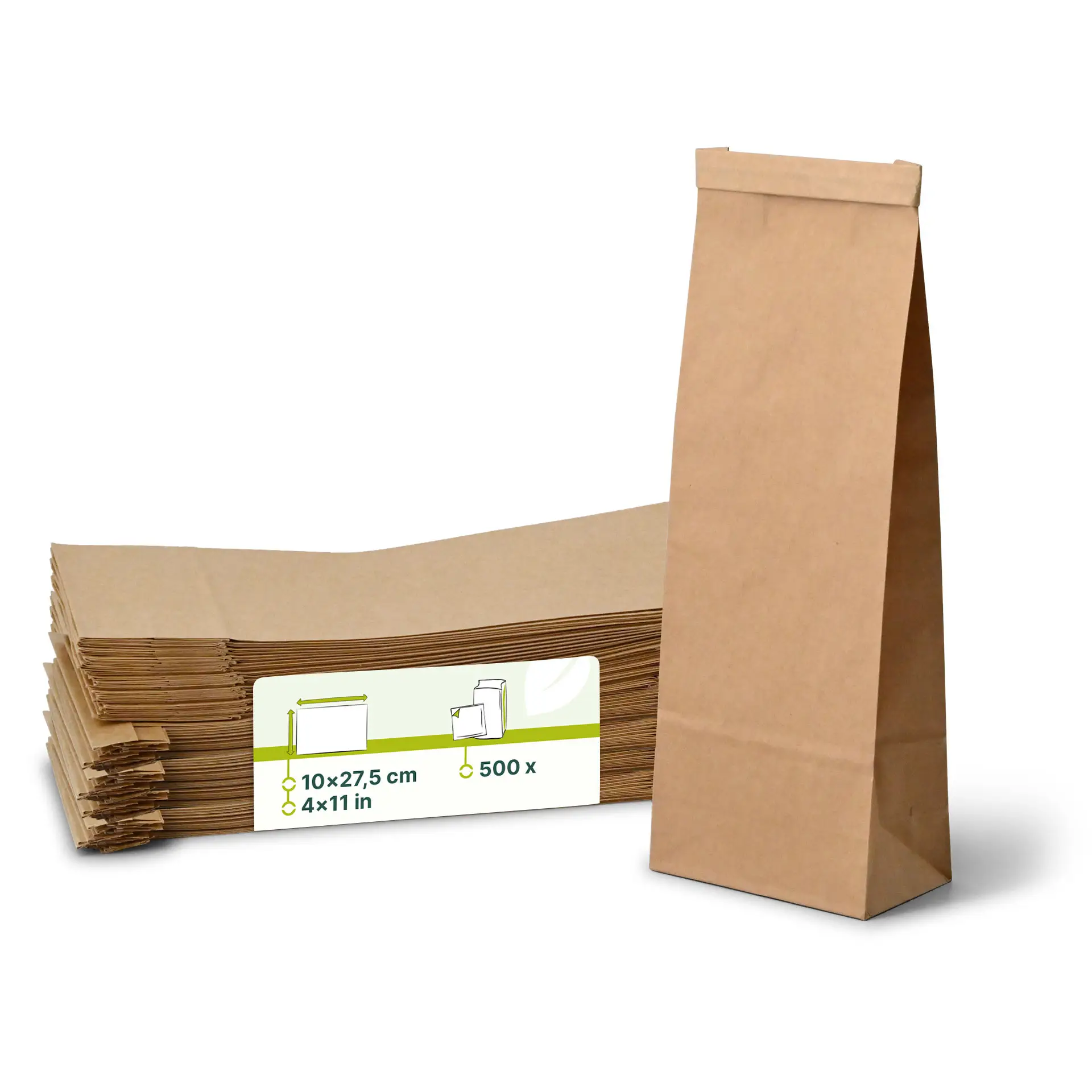 Blockbeutel M, 10 x 6 x 27,5 cm, PP-Folie, braun, Clipband, Kraftpapier Blockbeutel M, 10 x 6 x 27,5 cm, PP-Folie, braun, Clipband, Kraftpapier