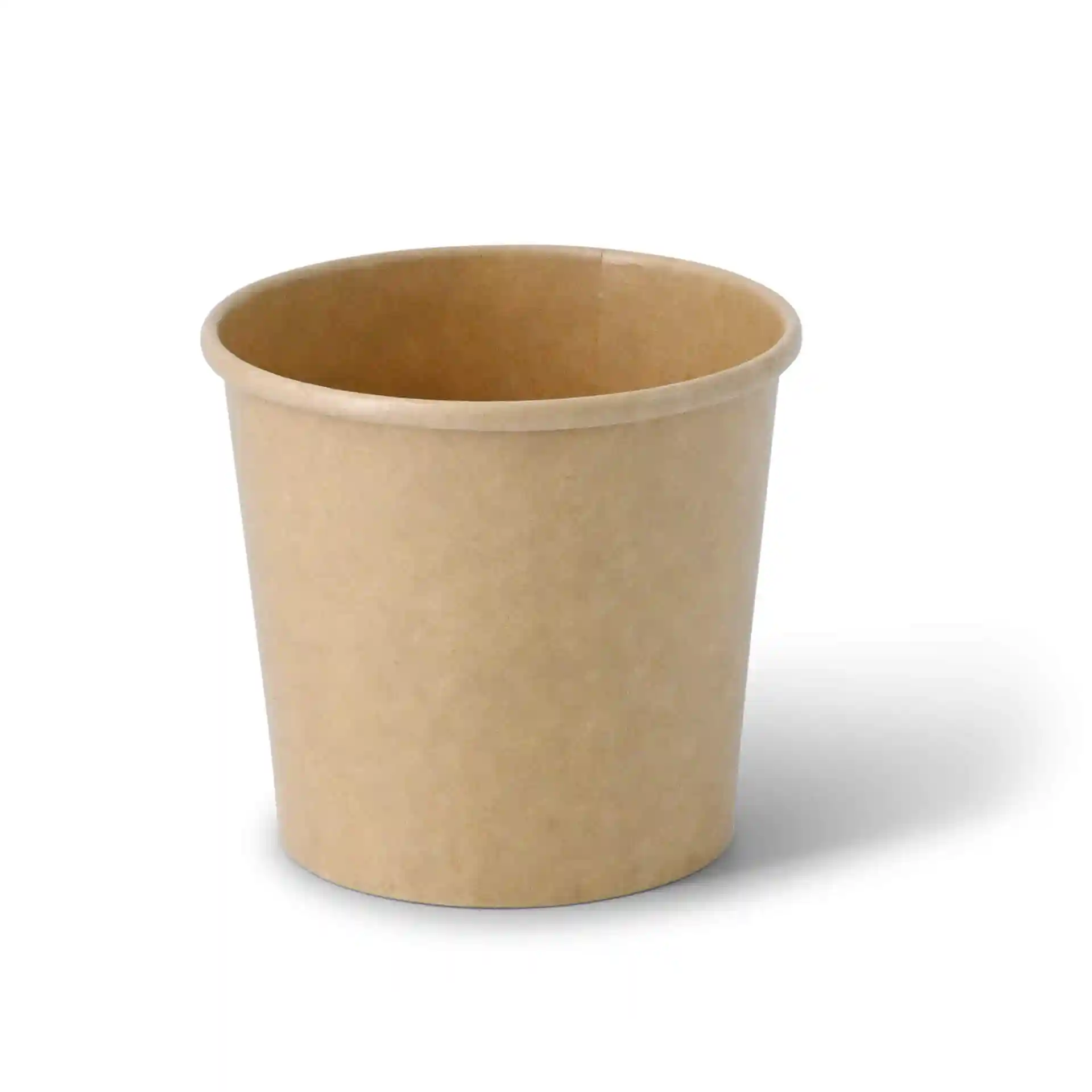 Brauner Papiereisbecher in runder Form, 10 oz Kapazität und einem Durchmesser von 92 mm.