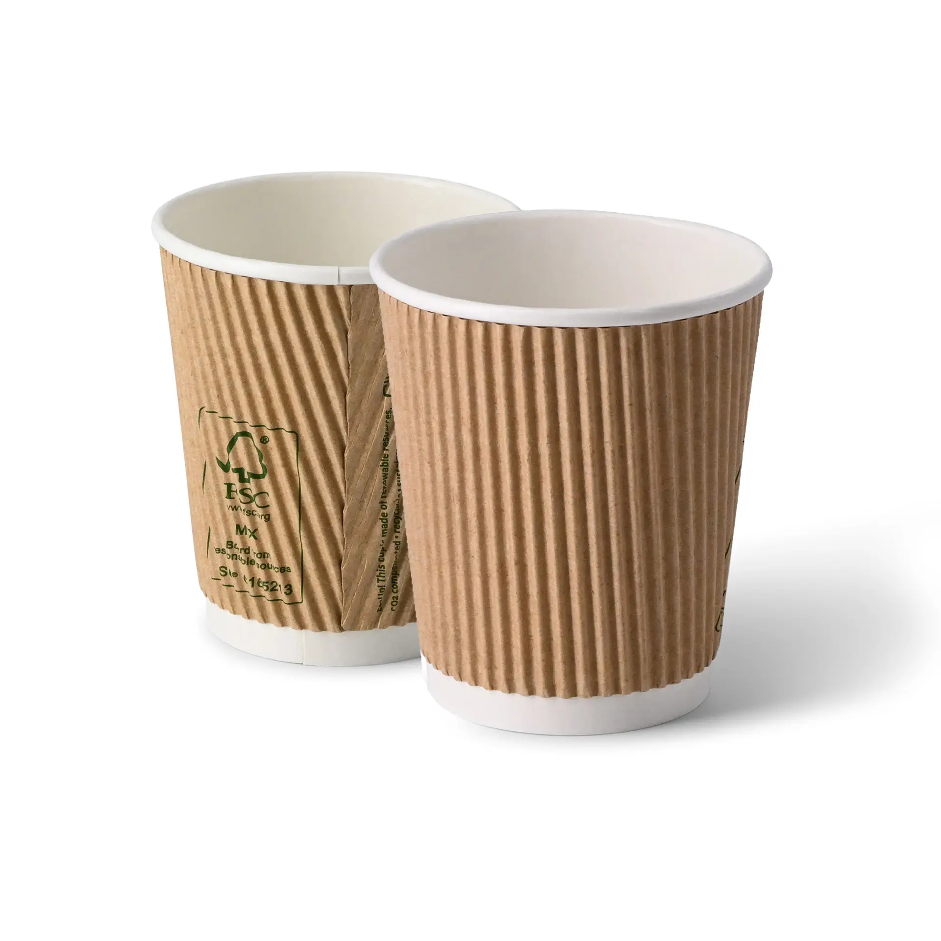 Riffelbecher / Coffee to go Becher 200 ml / 8 oz, Ø 80 mm, braun, innen weiß Riffelbecher / Coffee to go Becher 200 ml / 8 oz, Ø 80 mm, braun, innen weiß