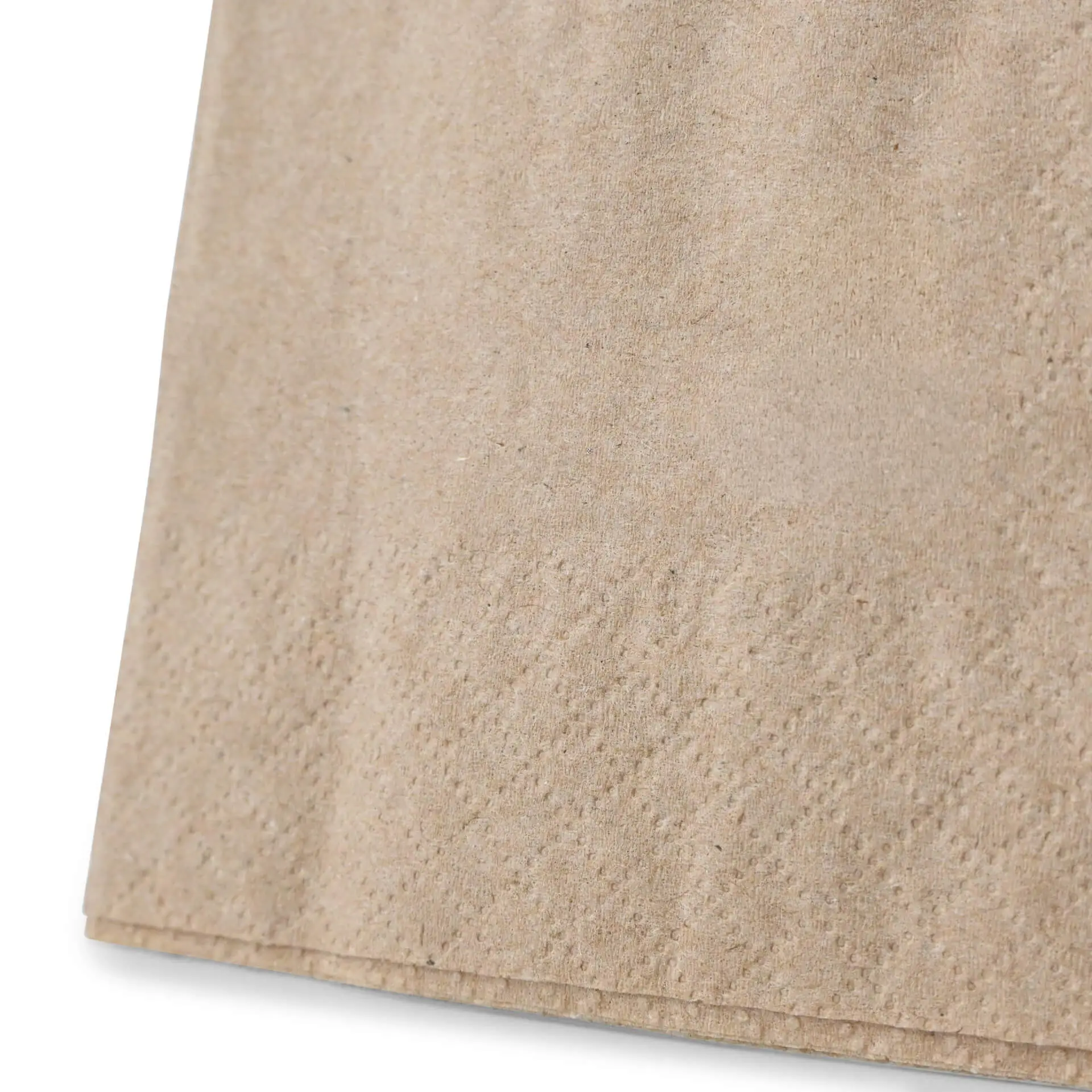 Braune recycelte Papierserviette mit 100% Recyclingsymbol und Text.