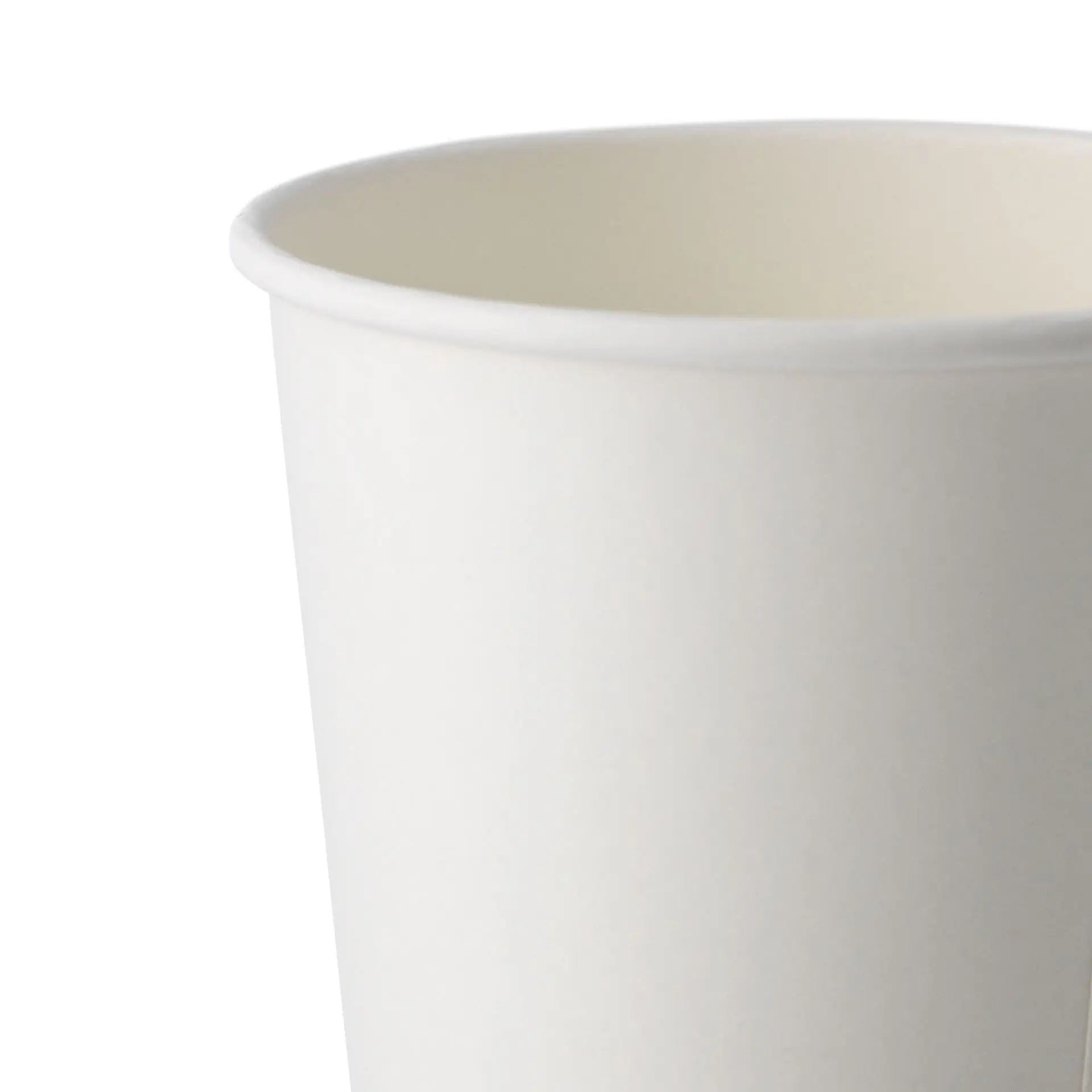 White single-wall paper cup with PLA coating, suitable for hot and cold drinks, 500 ml size.