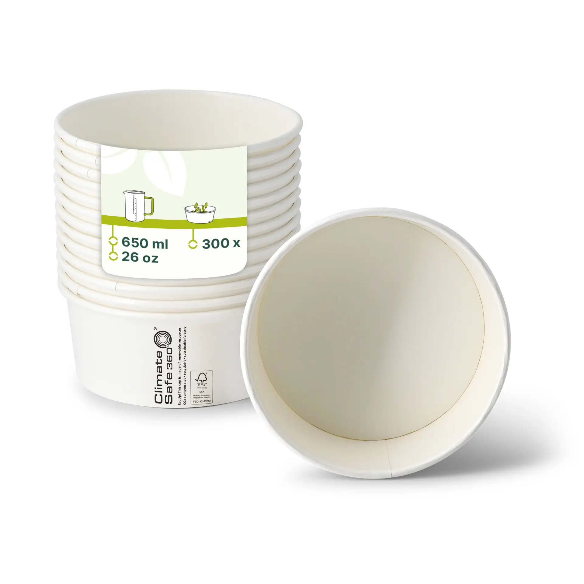 Paper bowls (coated) / Salad bowls 650 ml, Ø 150 mm, white, round (800 ml max. volume)