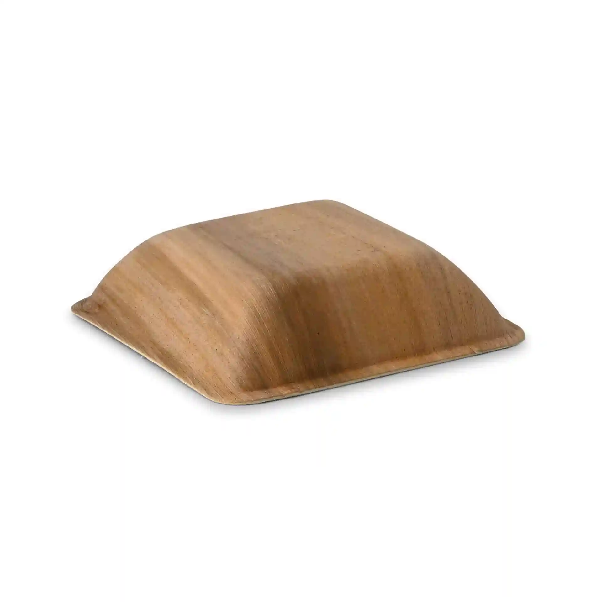 Square palm leaf bowl with a grain finish, measuring 172 mm in length and width, 43 mm in height.